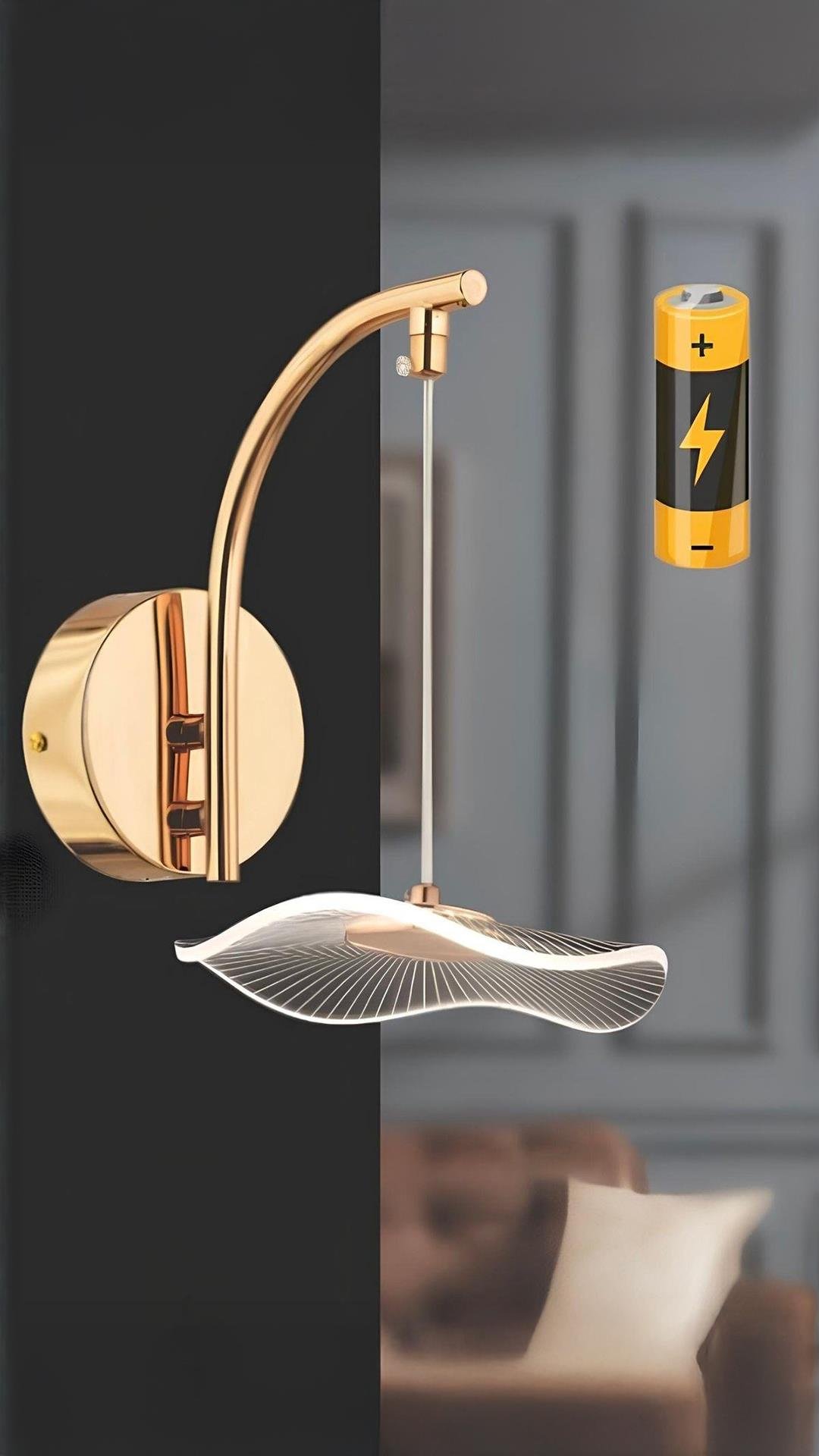 Modern Tasarım Jellyfish Pilli Aplik Aç Kapa Butonlu Kablosuz Tak Çalıştır Gold Sarı Duvar Apliği