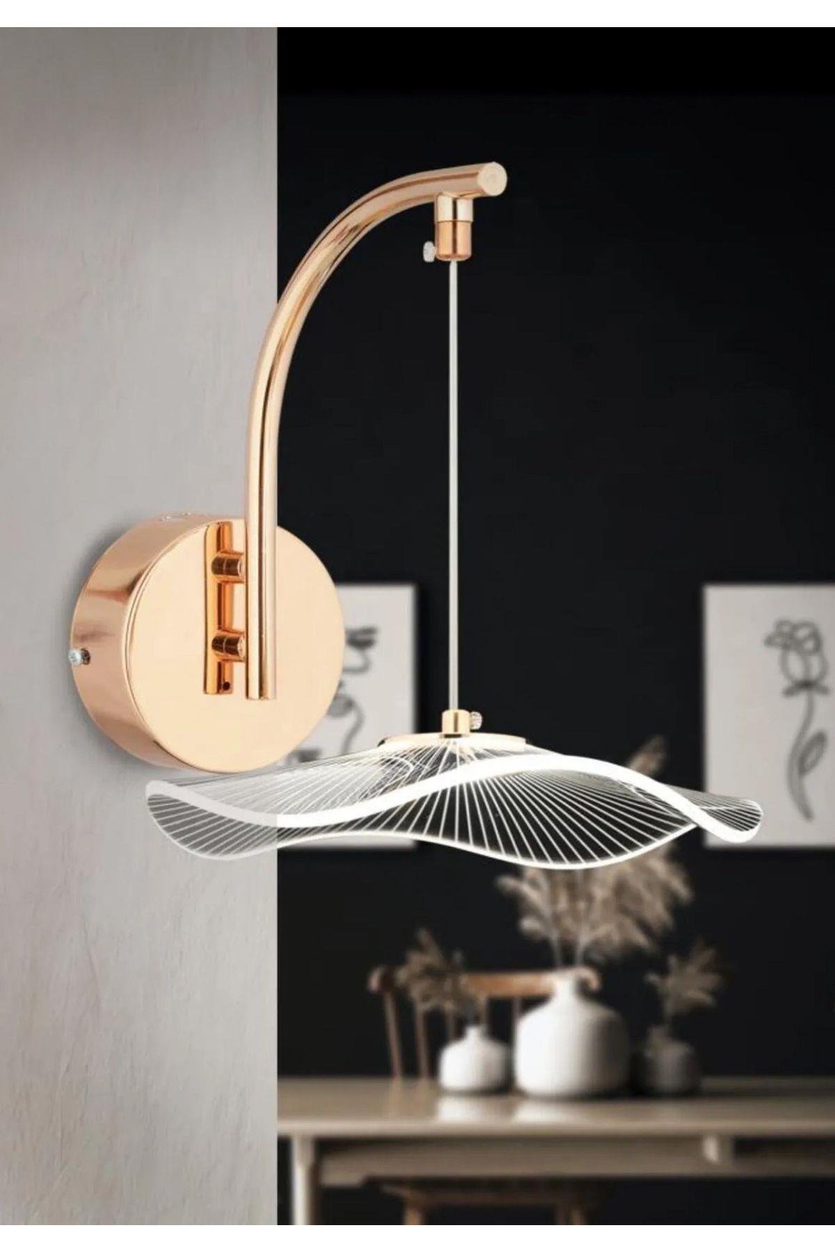 Modern Tasarım Jellyfish Pilli Aplik Aç Kapa Butonlu Kablosuz Tak Çalıştır Gold Sarı Duvar Apliği