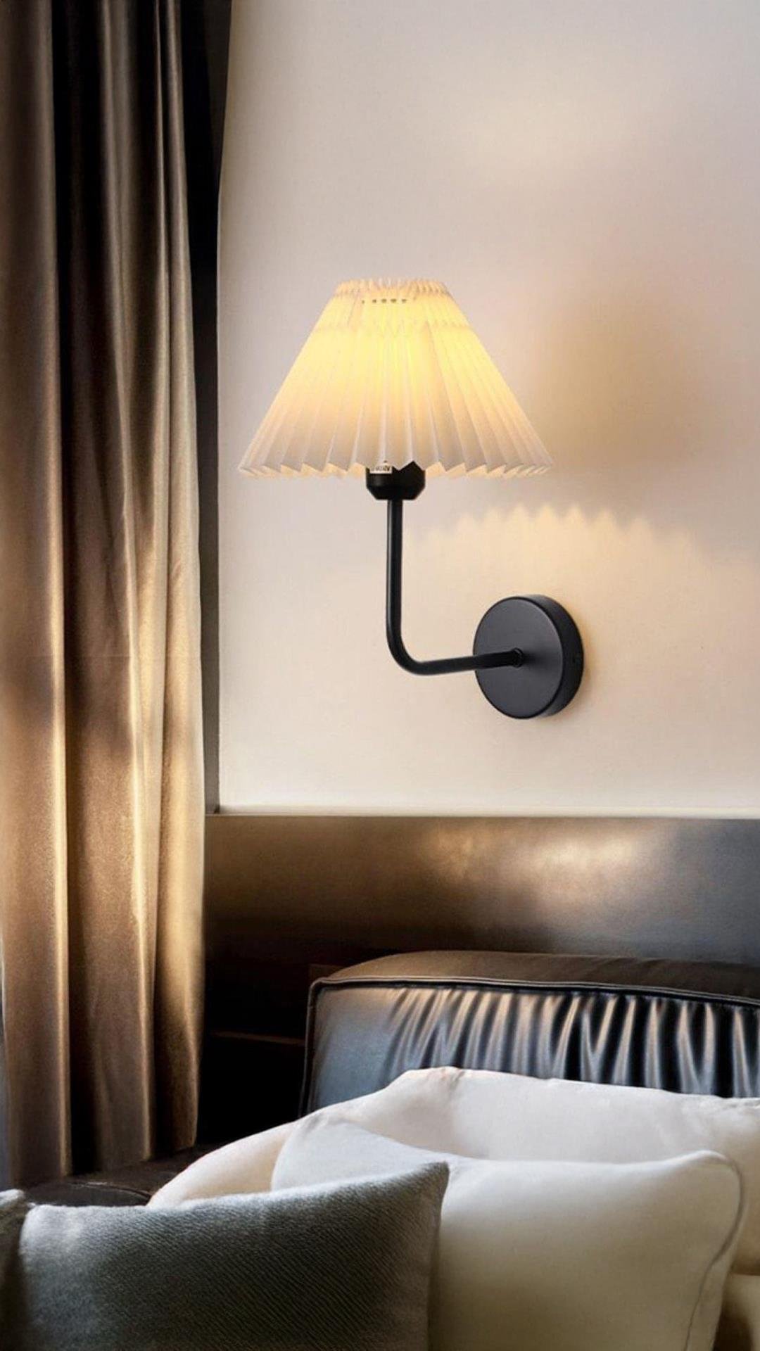 Modern Tasarım Kablosuz Tak Pilli Aplik Çalıştır Krem Abajur Umbrella Aplik Siyah 1 Adet