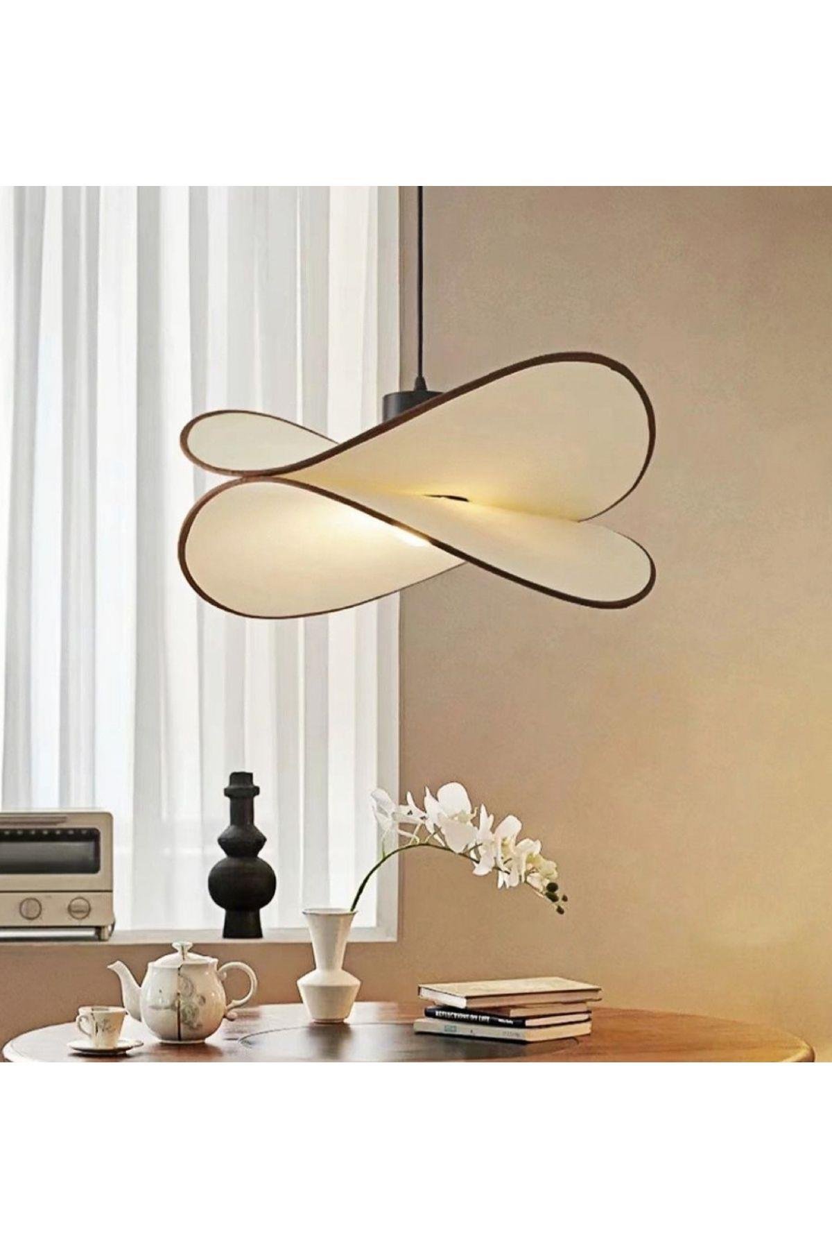 Modern Tasarım Madame Tekli Sarkıt Avize Boheme Marjinal Ürün Ekru Kumaş