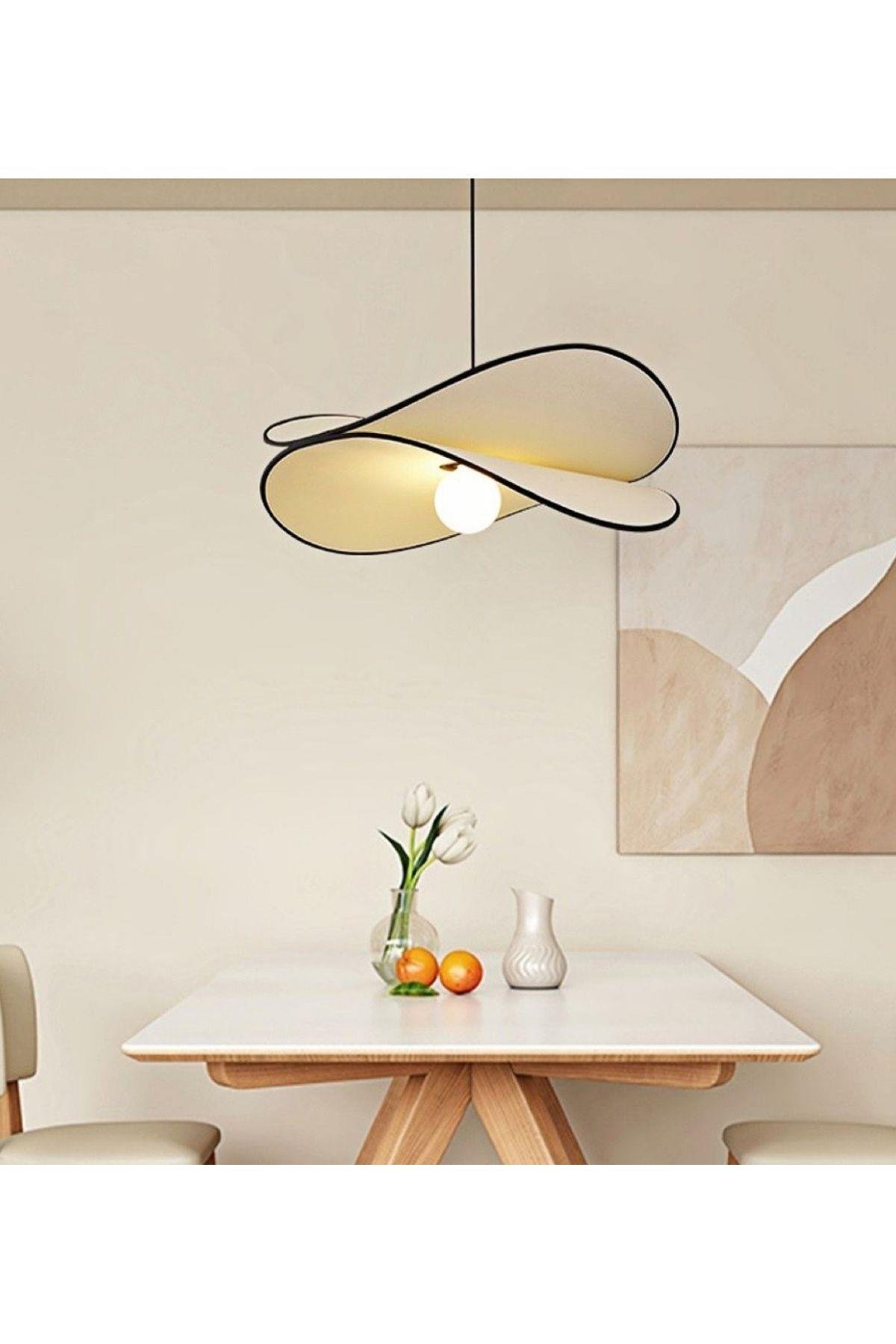 Modern Tasarım Madame Tekli Sarkıt Avize Boheme Marjinal Ürün Ekru Kumaş