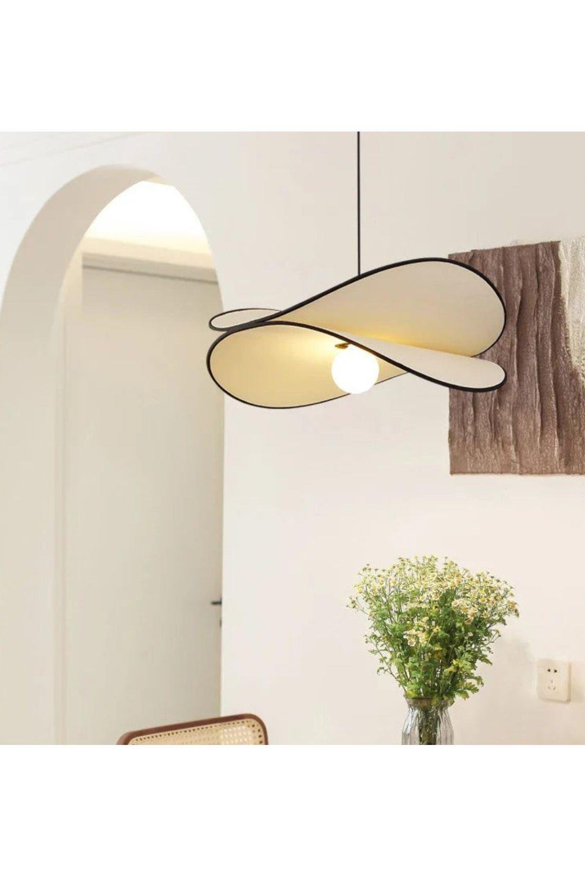 Modern Tasarım Madame Tekli Sarkıt Avize Boheme Marjinal Ürün Ekru Kumaş