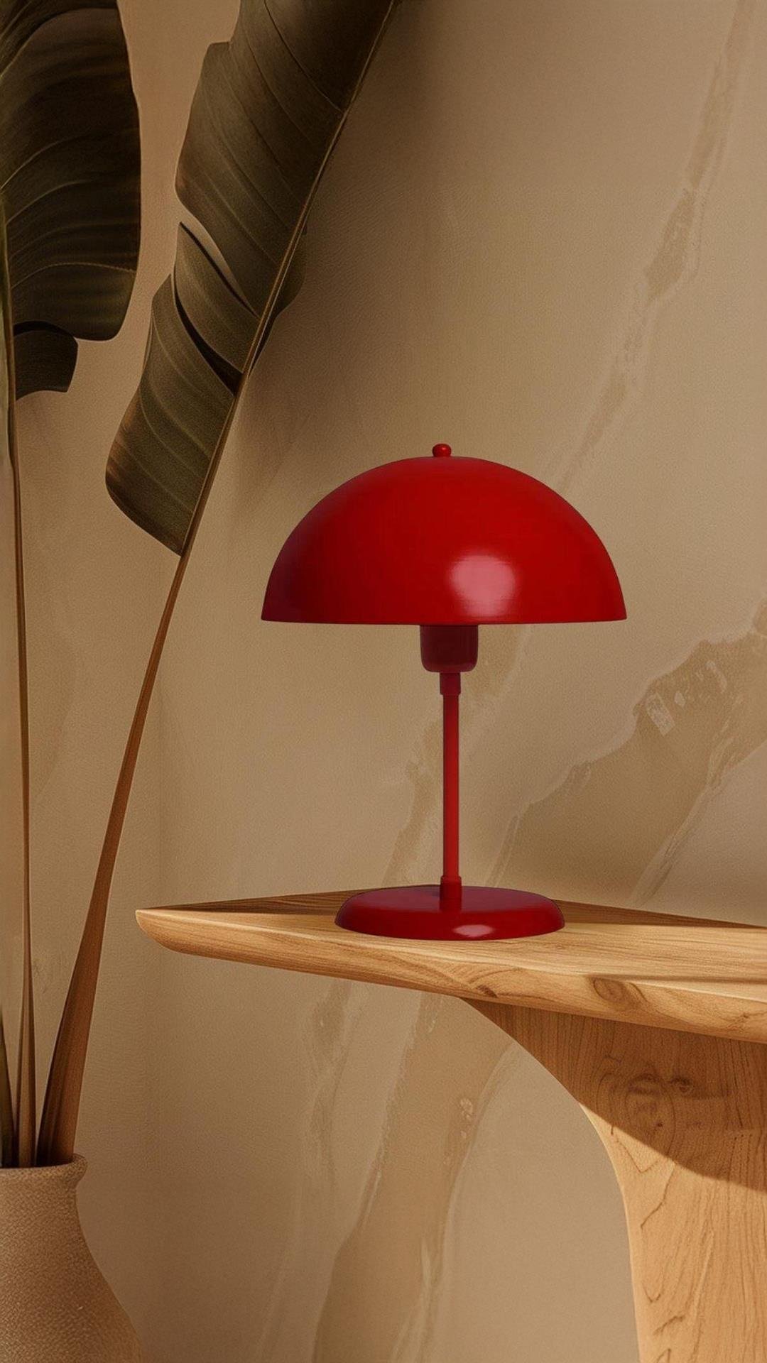 Modern Tasarım Mars Abajur Dekoratif Şık Kırmızı Metal Gövde