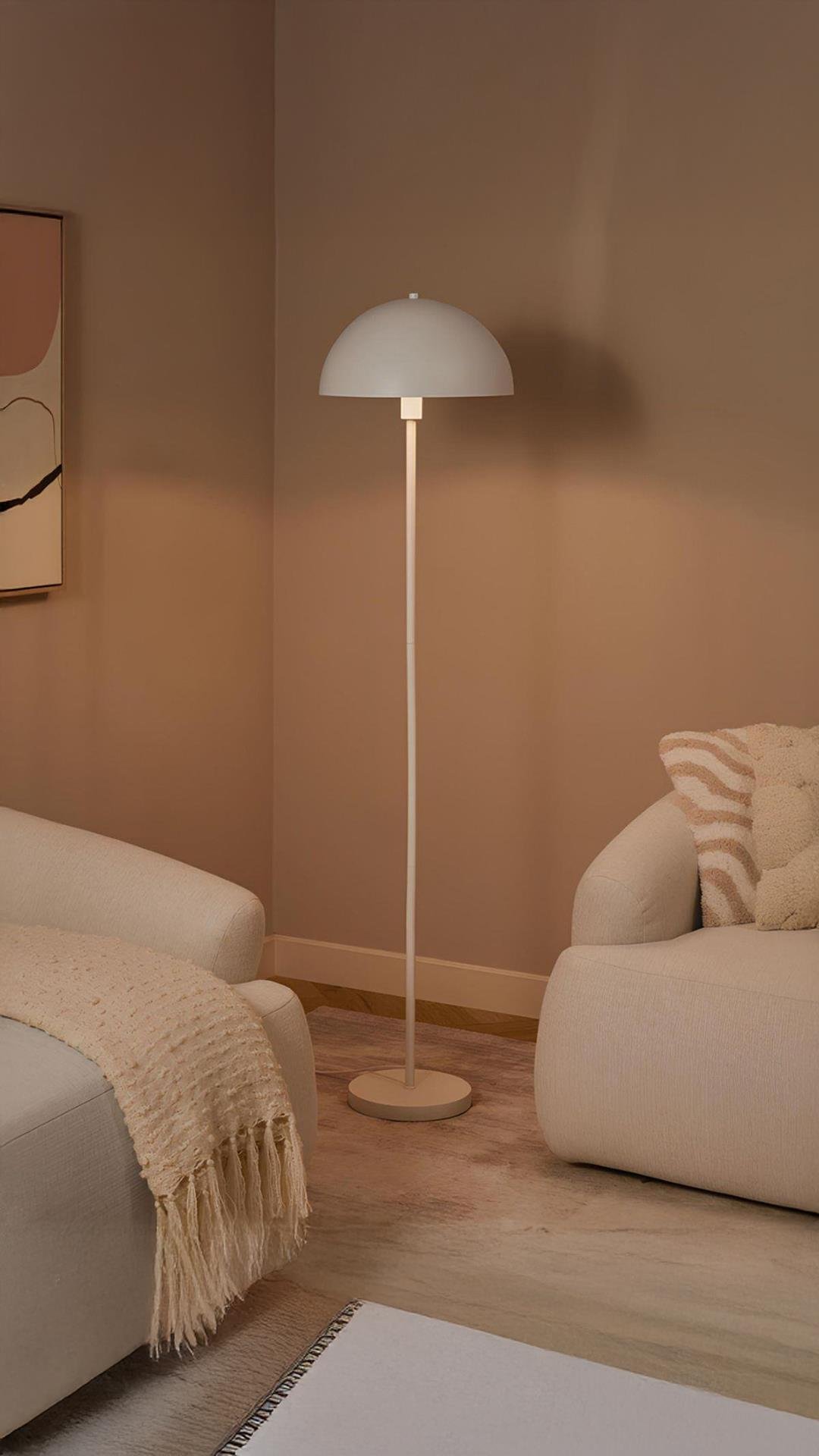 Modern Tasarım Mars Dekoratif Lambader Ayaklı Abajur Metal Beyaz Gövde