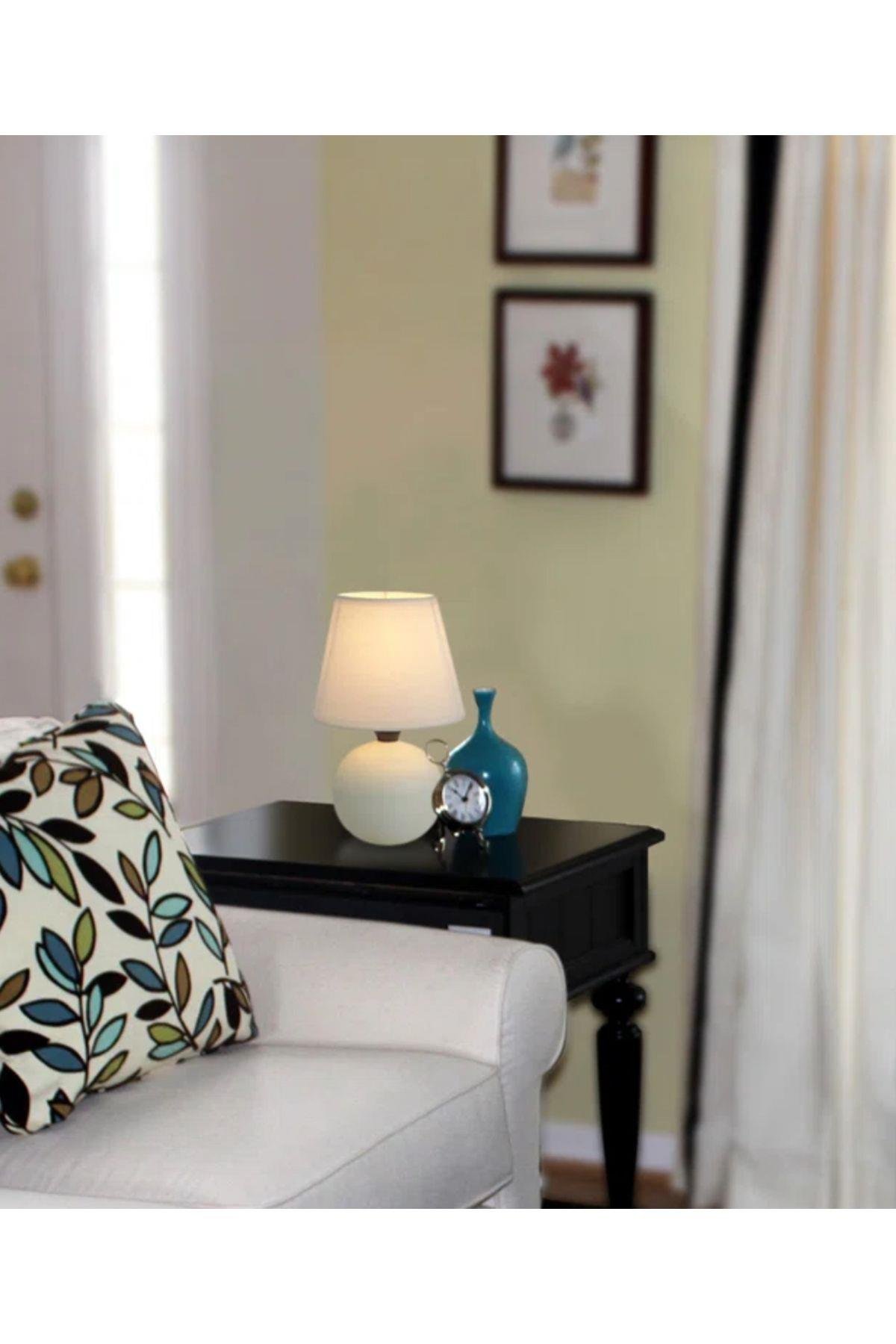 Modern Tasarım Marwis Abajur Krem Abajur Masa Lambası Metal Krem Gövde