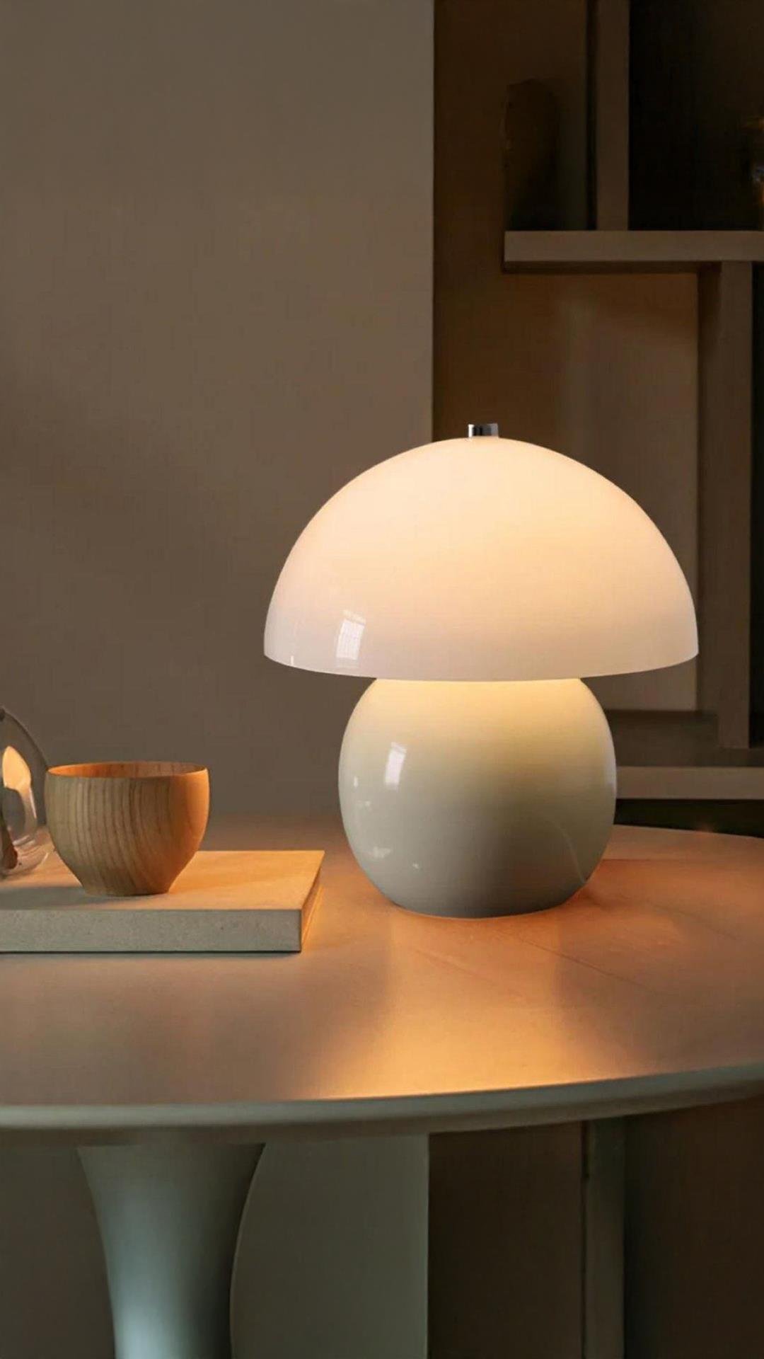 Modern Tasarım Merkür Abajur Krem Gövde Kablolu Tak Çalıştır Masa Lambası