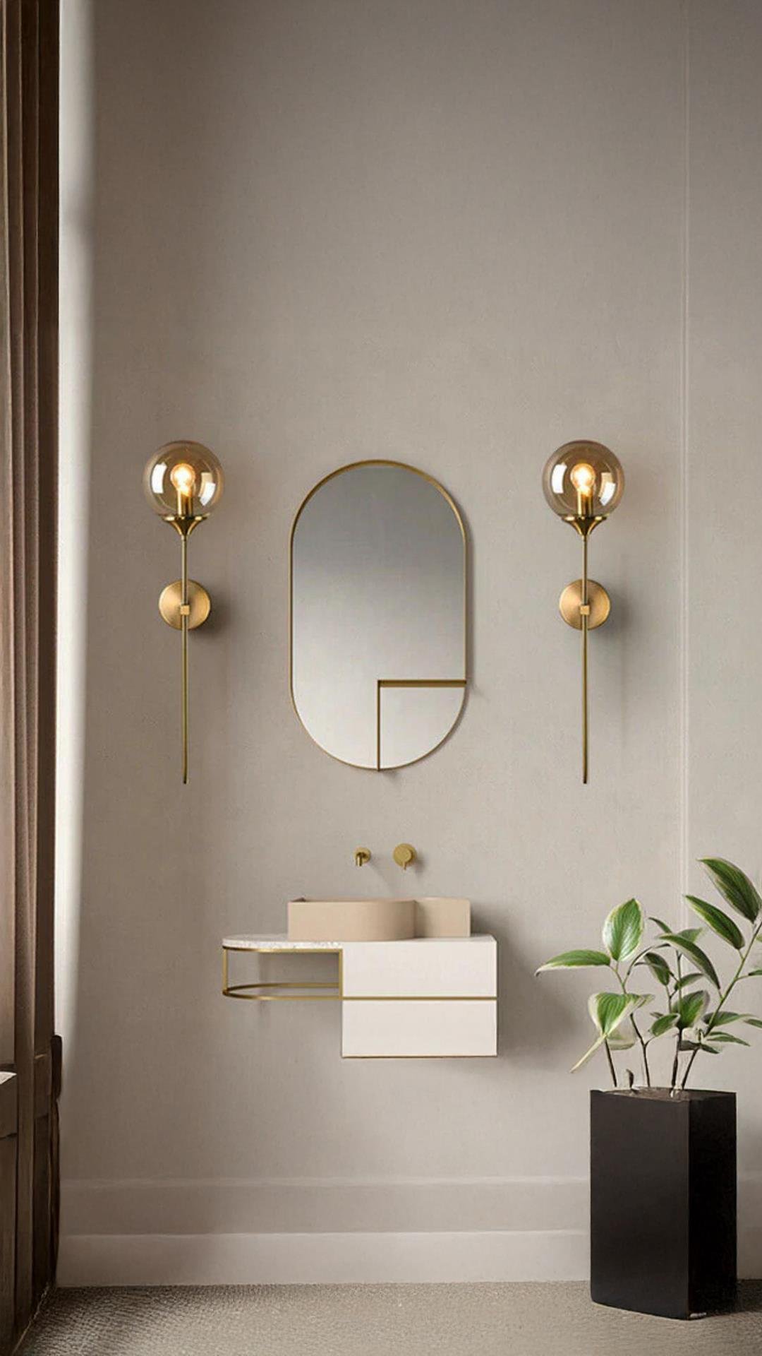 Modern Tasarım Pilli Aplik 1 Adet Tak Çalıştır Duvar Camlı Aplik Eskitme Gold Bal Camlı