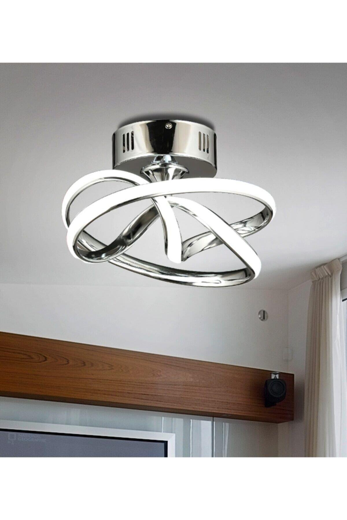 Modern Tasarım Plafonyer Led Avize Krom Ledli Avize