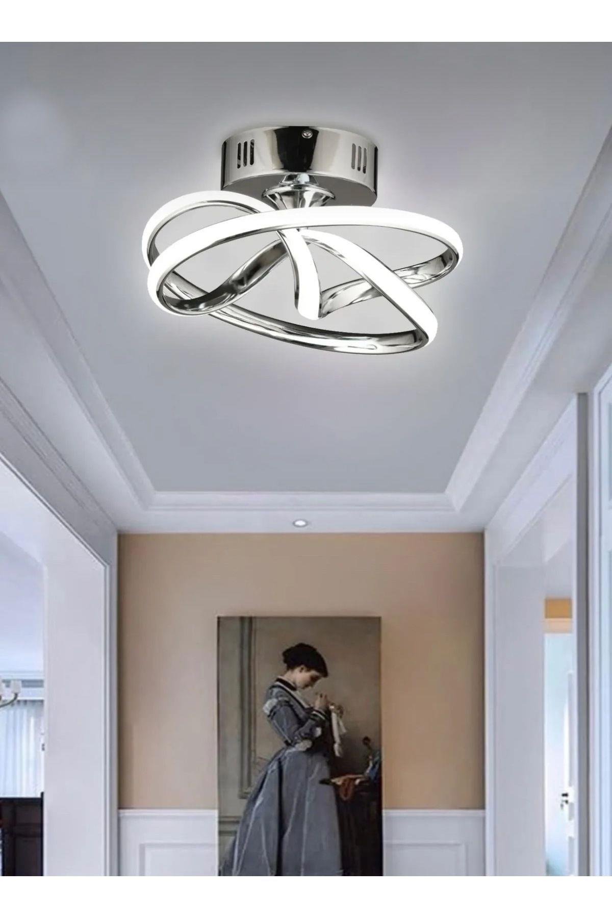 Modern Tasarım Plafonyer Led Avize Krom Ledli Avize