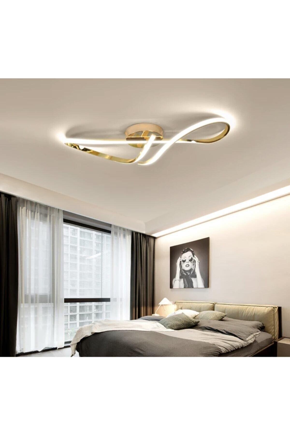Modern Tasarım Plafonyer Led Avize Siyah 6500k Beyaz Işık