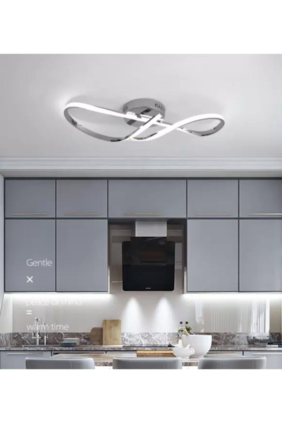 Modern Tasarım Plafonyer Led Avize Siyah 6500k Beyaz Işık