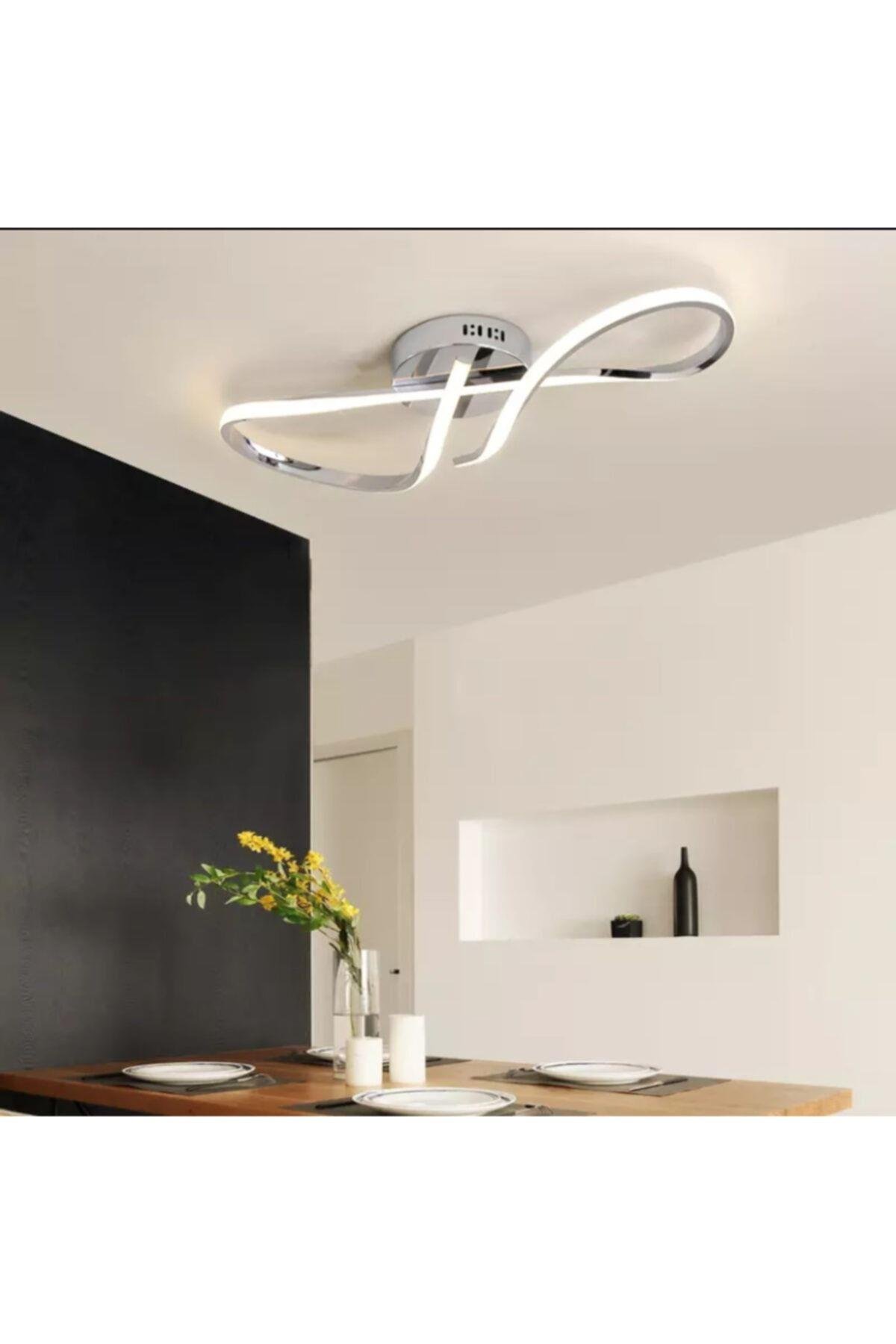 Modern Tasarım Plafonyer Led Avize Siyah 6500k Beyaz Işık