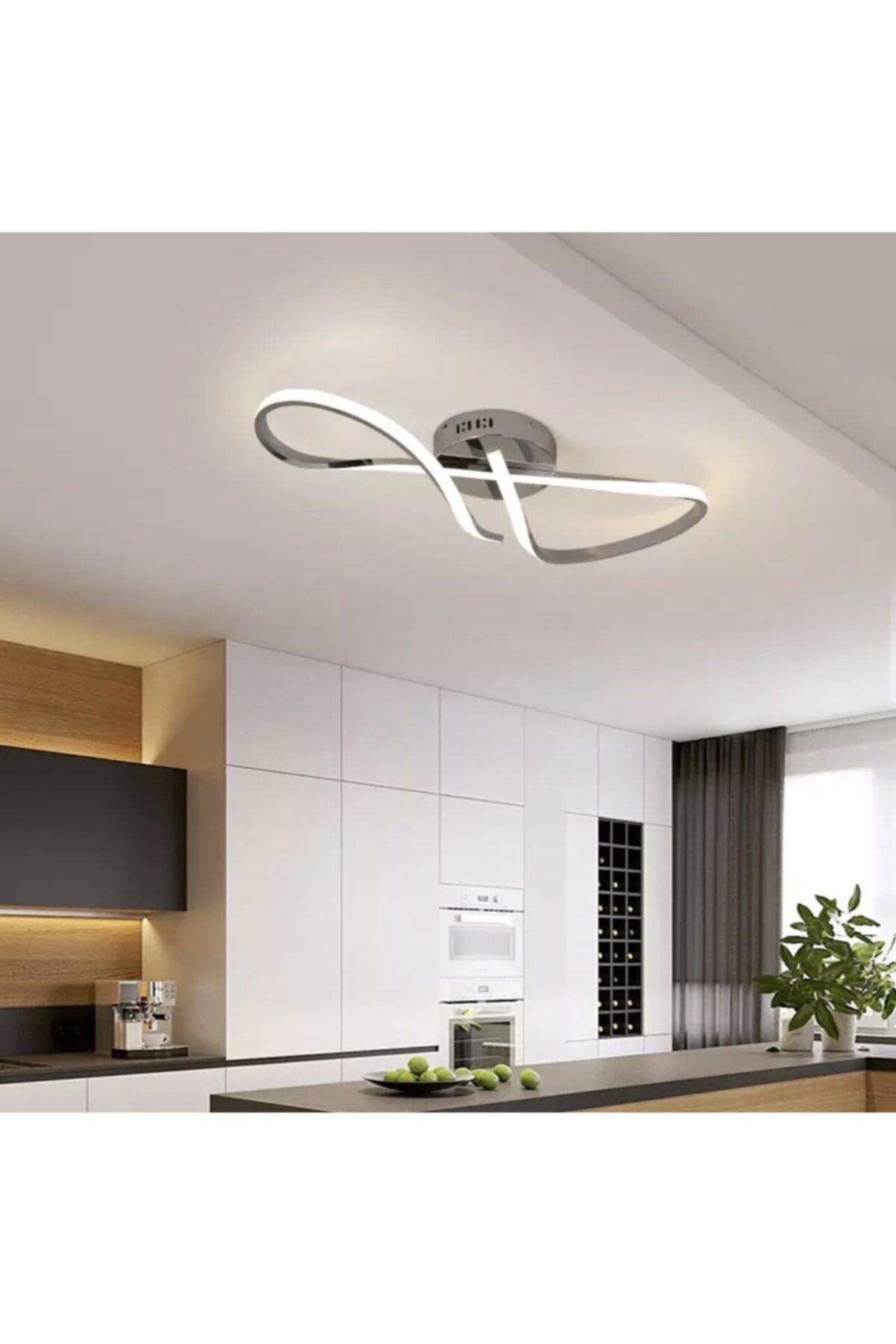 Modern Tasarım Plafonyer Led Avize Siyah 6500k Beyaz Işık
