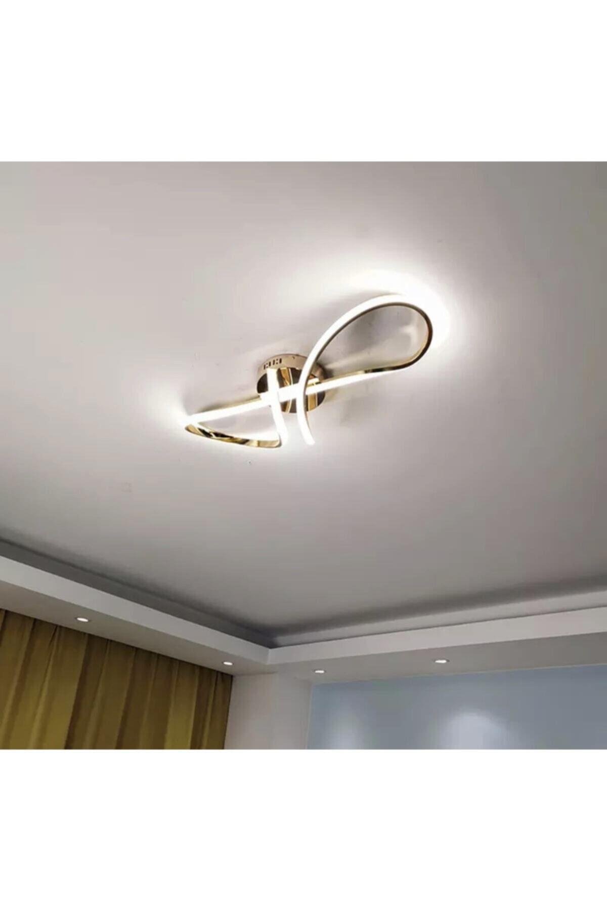 Modern Tasarım Plafonyer Led Avize Siyah 6500k Beyaz Işık