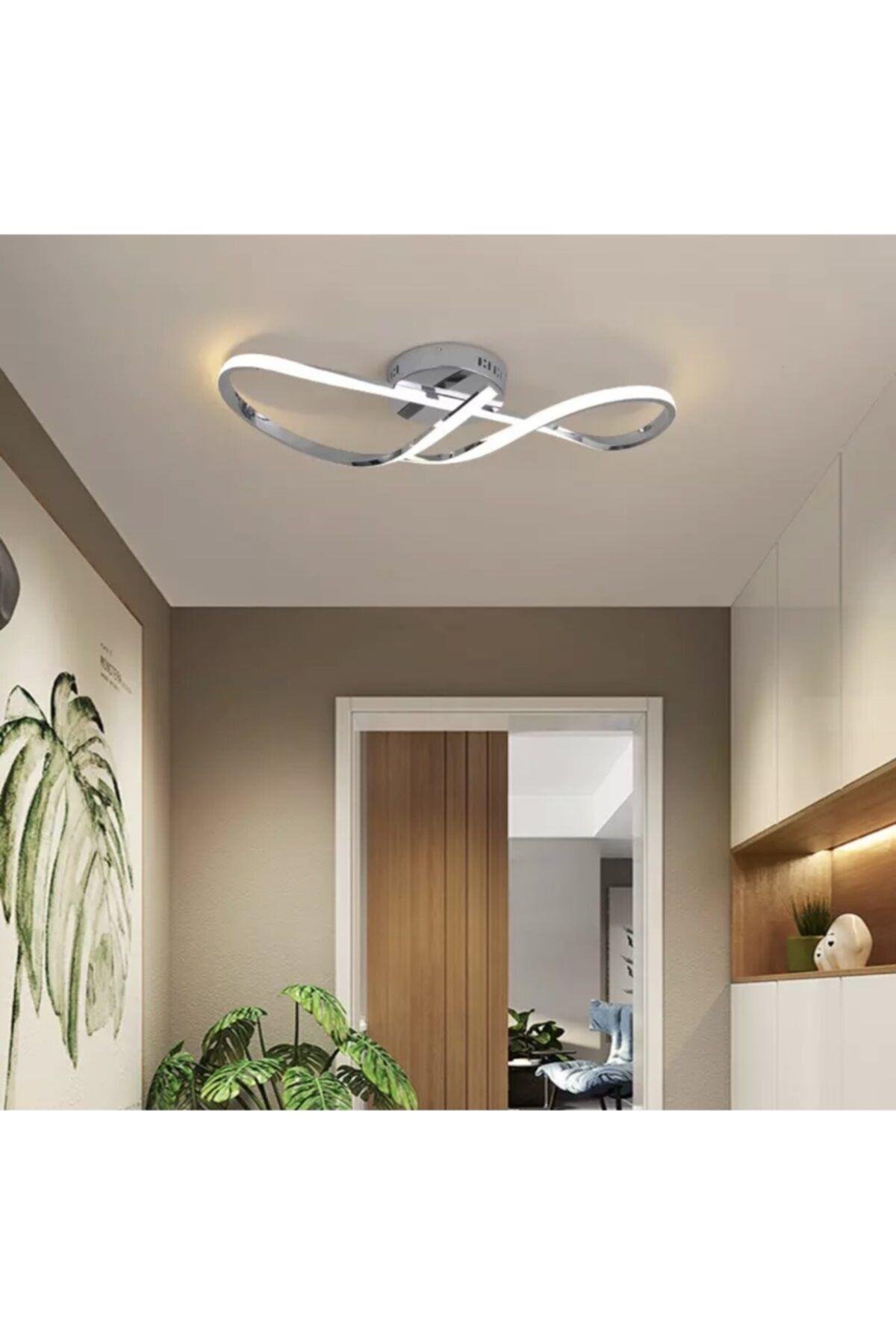 Modern Tasarım Plafonyer Led Avize Siyah 6500k Beyaz Işık