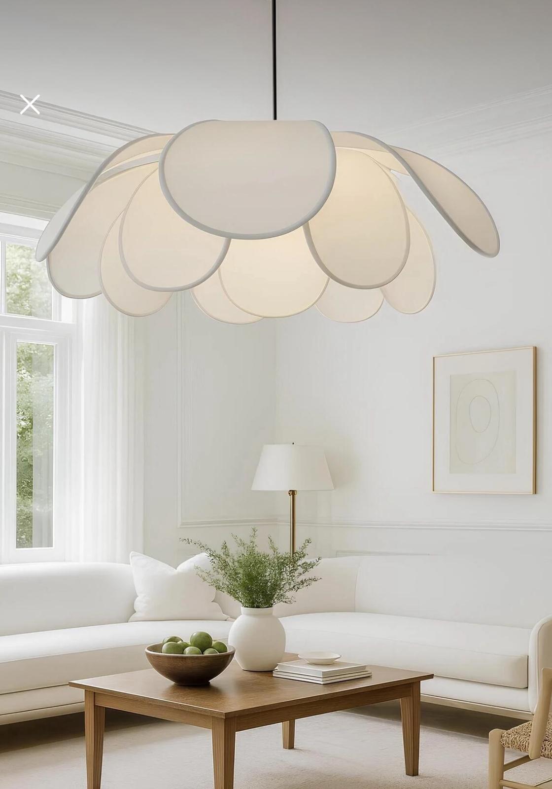 Modern Tasarım Rose Çiçek Tavan Avize Açık Krem Kumaş Salon Hol Mutfak Oturma Odası Avizesi