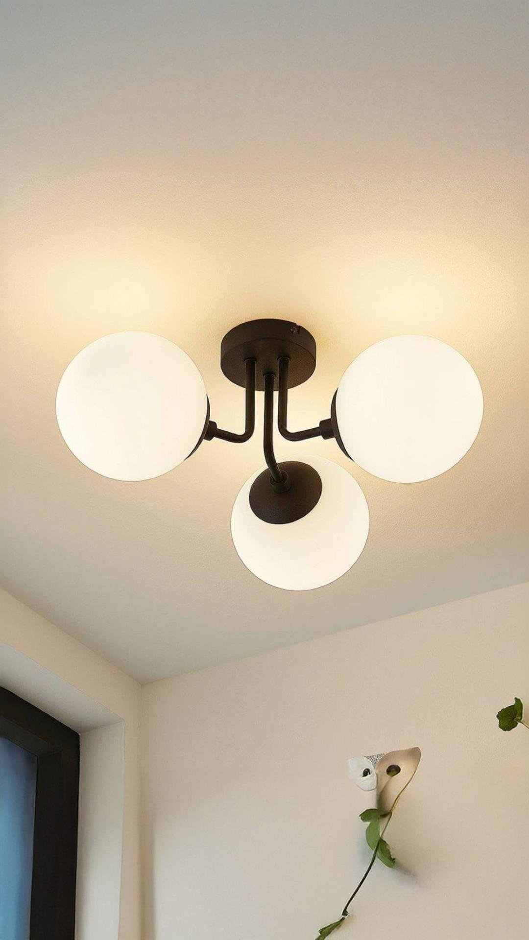 Modern Tasarım Tavana Sıfır Emma Beyaz Glop Camlı Avize Salon Mutfak Oturma Odası Avize Eskitme Gold