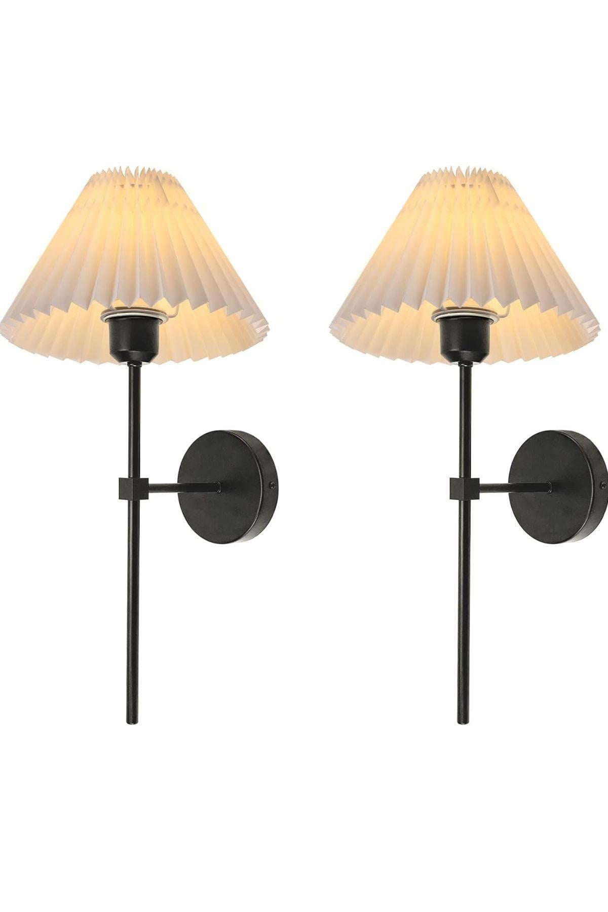 Modern Tasarım Umbrella Aplik 2 ADET Eskitme Gold Gövde Krem Abajur Şapka Elektrikle Çalışan