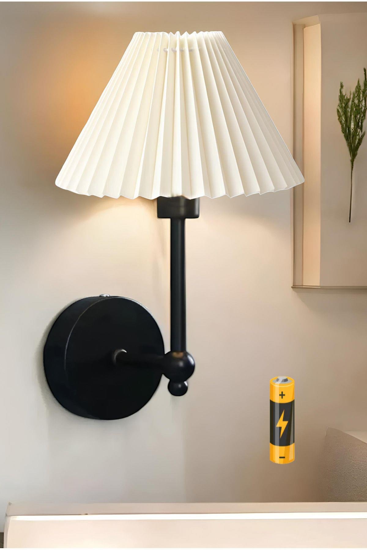 Modern Tasarım Umbrella Pilli Aplik Pileli Krem Abajur Kablosuz Tak Çalıştır Eskitme Gold Sarı