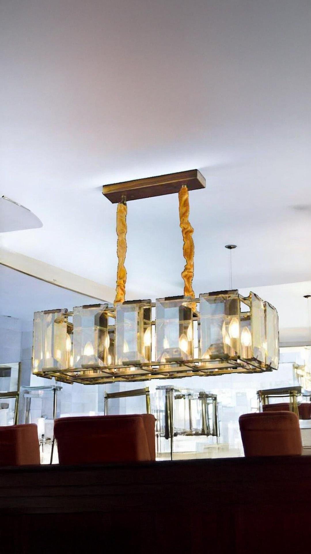 Modern Tasarım Vision Kristal Taşlı Sarkıt Avize Yemek Masası Elips 80 Cm Eskitme Gold