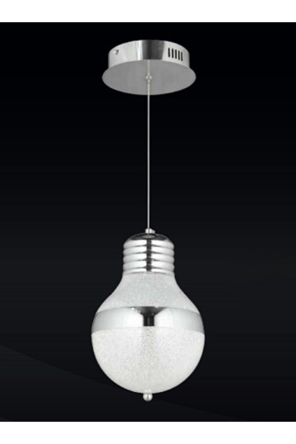 Modern Tekli Ampul Avize Sarkıt Led Avize Krom Ledli Avize