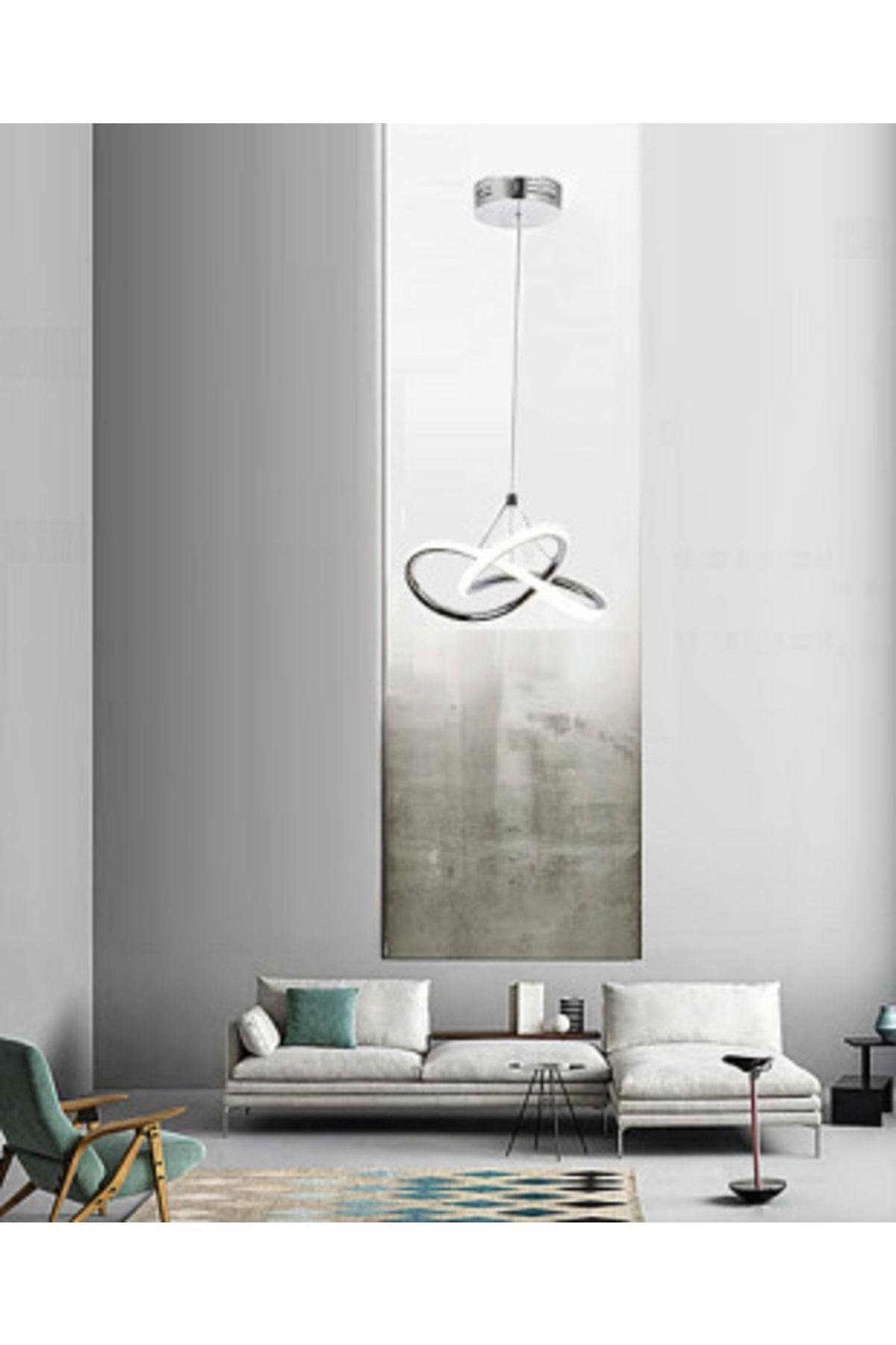 Modern Tekli Sarkıt Power Led Avize Krom Kaplama Ledli Avize