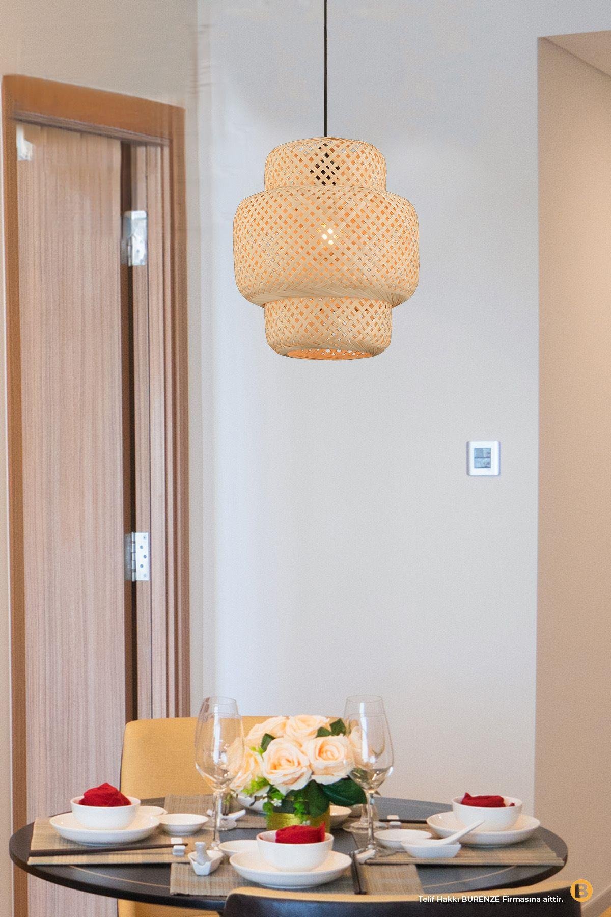 Naturel Nordic Tasarım Bamboo Avize Hasır Avize 1.sınıf Kalite 40 Cm Ferahlık Katar