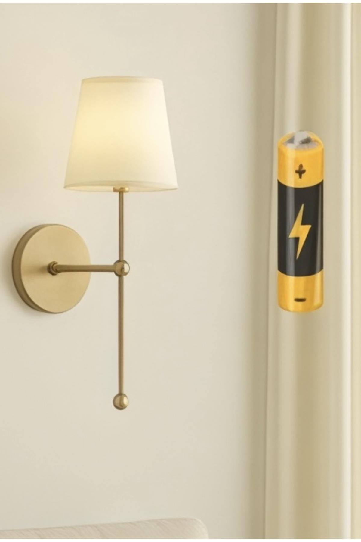 Pilli Aplik Duvar Aplik Power Ledli Gün ışığı Led Eskitme Gold Gövde