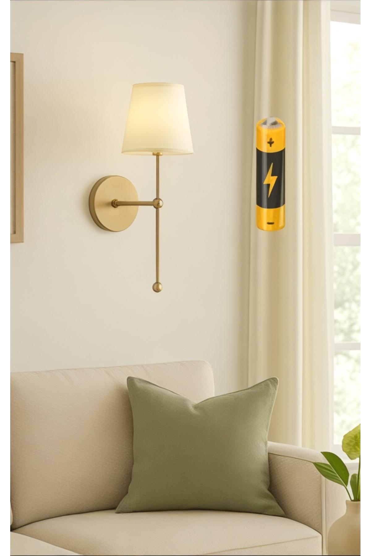 Pilli Aplik Duvar Aplik Power Ledli Gün ışığı Led Eskitme Gold Gövde