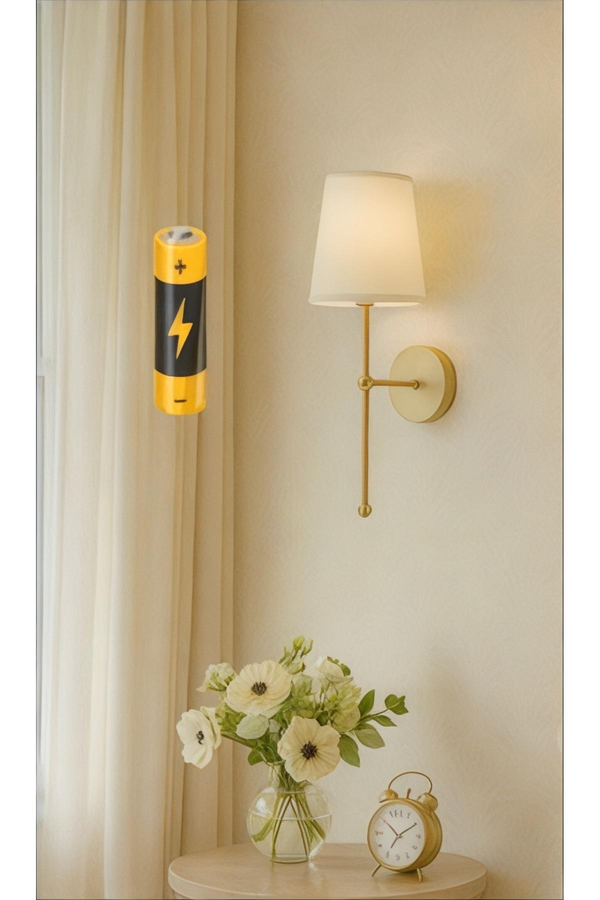 Pilli Aplik Duvar Aplik Power Ledli Gün ışığı Led Eskitme Gold Gövde