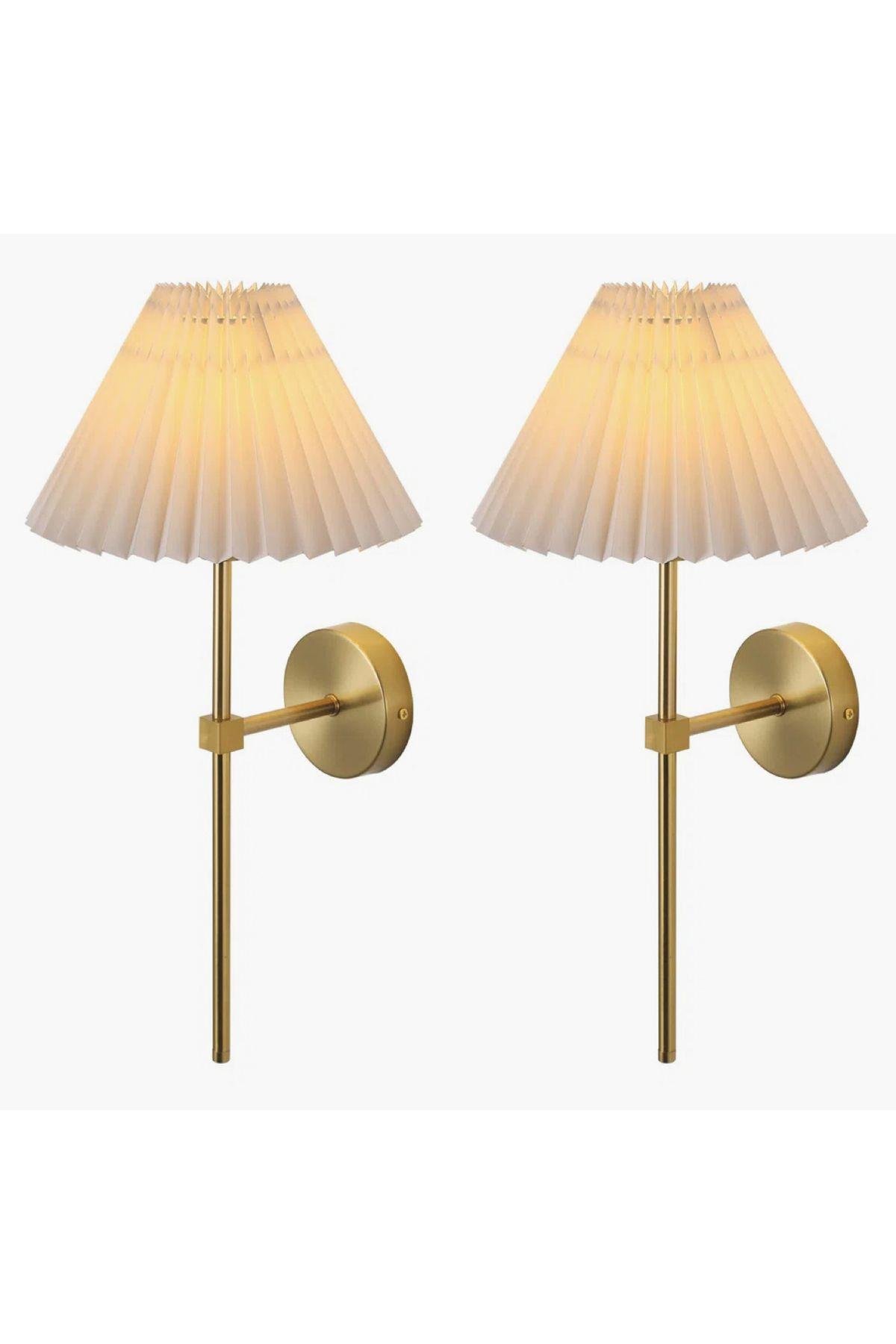 Pilli Aplik Kablosuz Tak Çalıştır Krem Abajur Umbrella Aplik Eskitme Gold Sarı 1 Adet