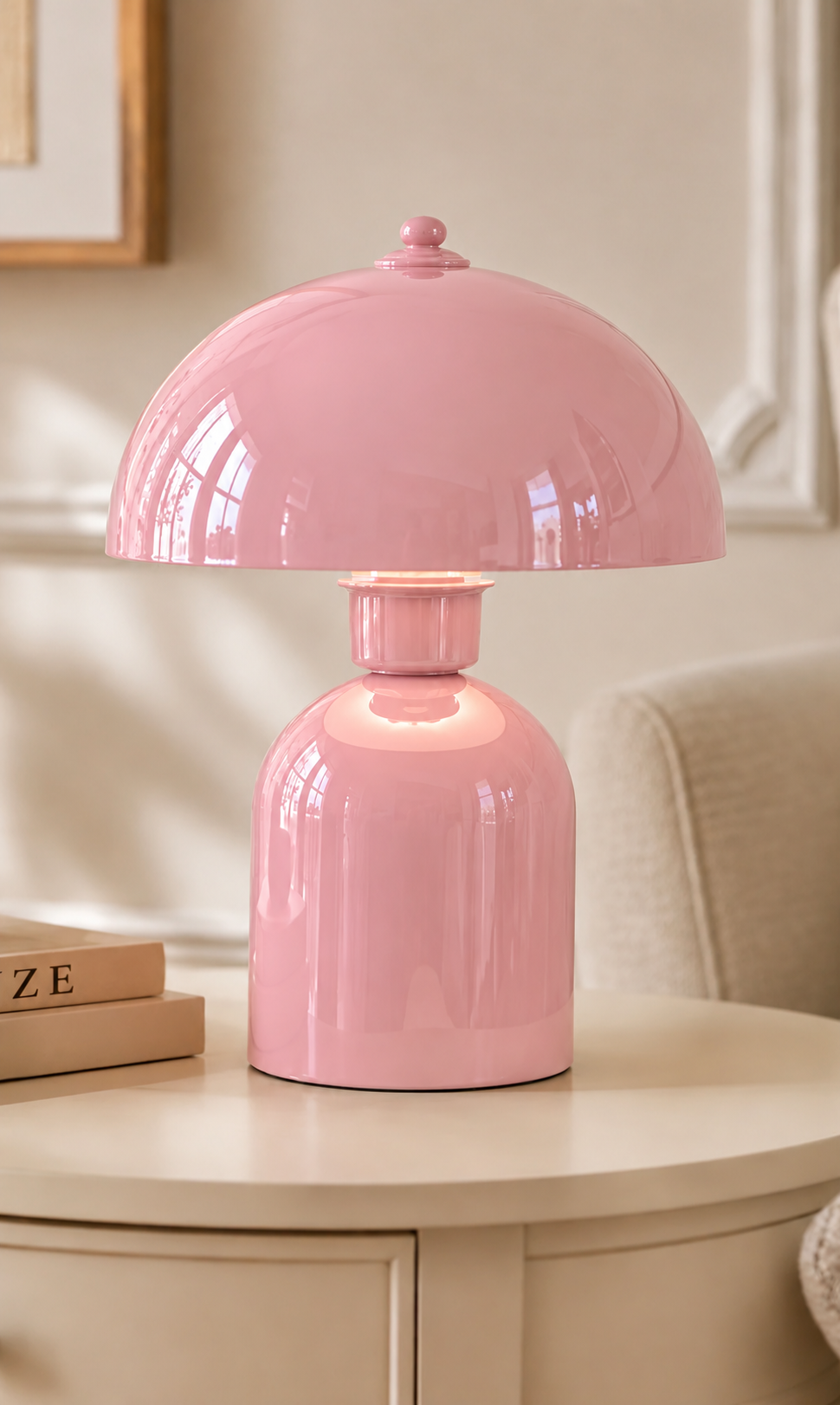 Pinky Abajur Pembe Metal Gövde Masa Lambası