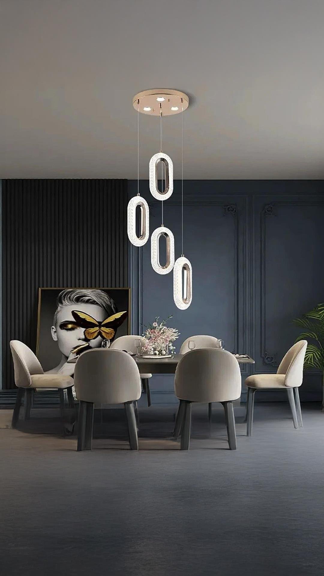 Sarkıt Led Avize Dörtlü Sarkıt Ledli Avize Gold Sarı Kademeli 3 Renk