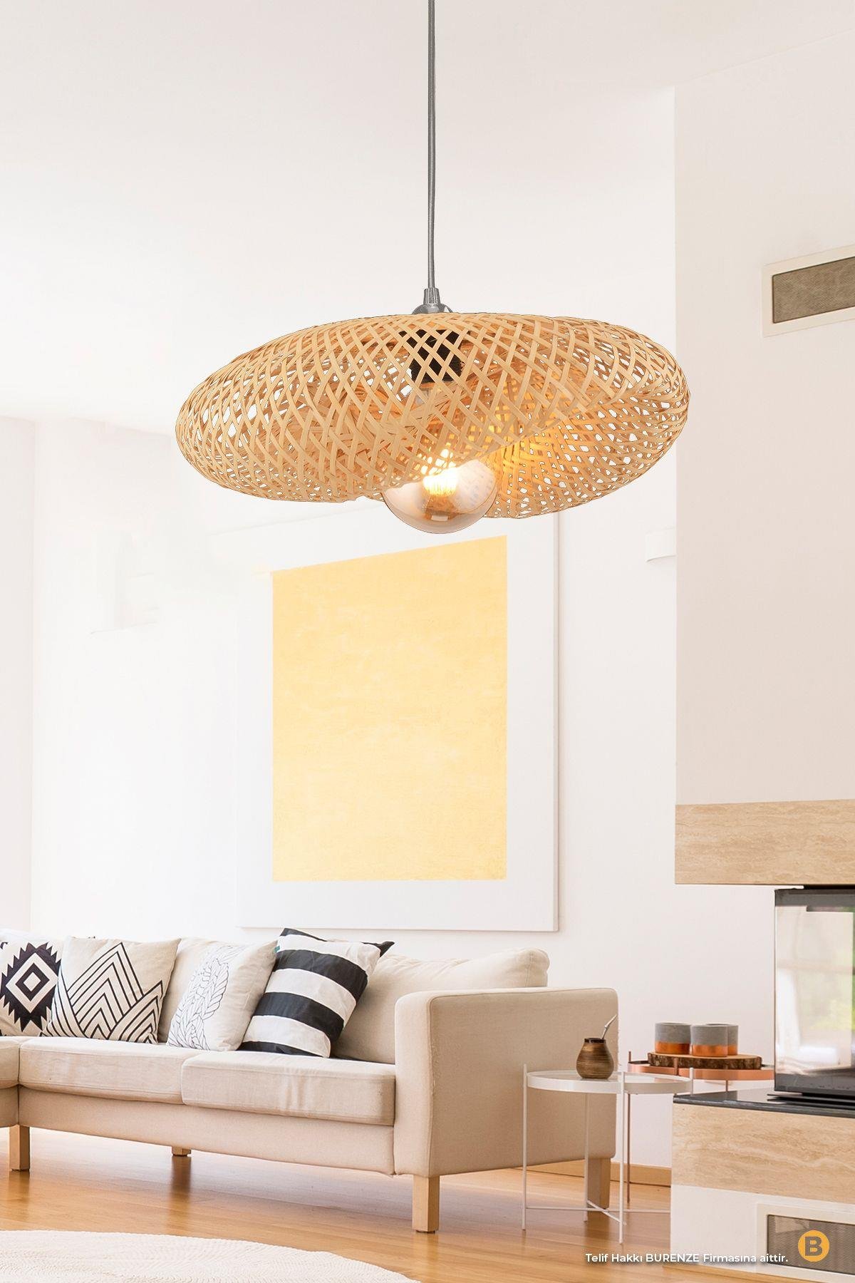 Tasarım Bamboo Avize Hasır Avize Modern Nordic 1.sınıf Kalite 400mm Çap Ferahlık Katar