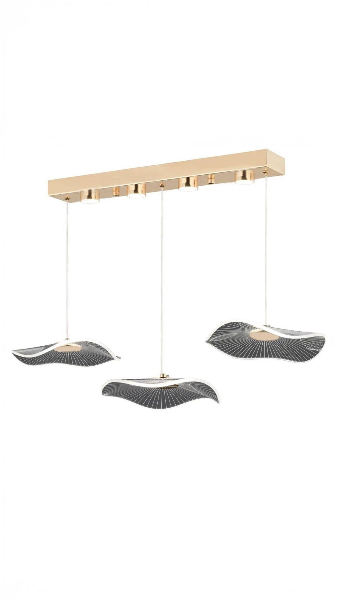 Üçlü Sıralı Sarkıt Led Avize Jellyfish Gold Sarı Ledli Avize