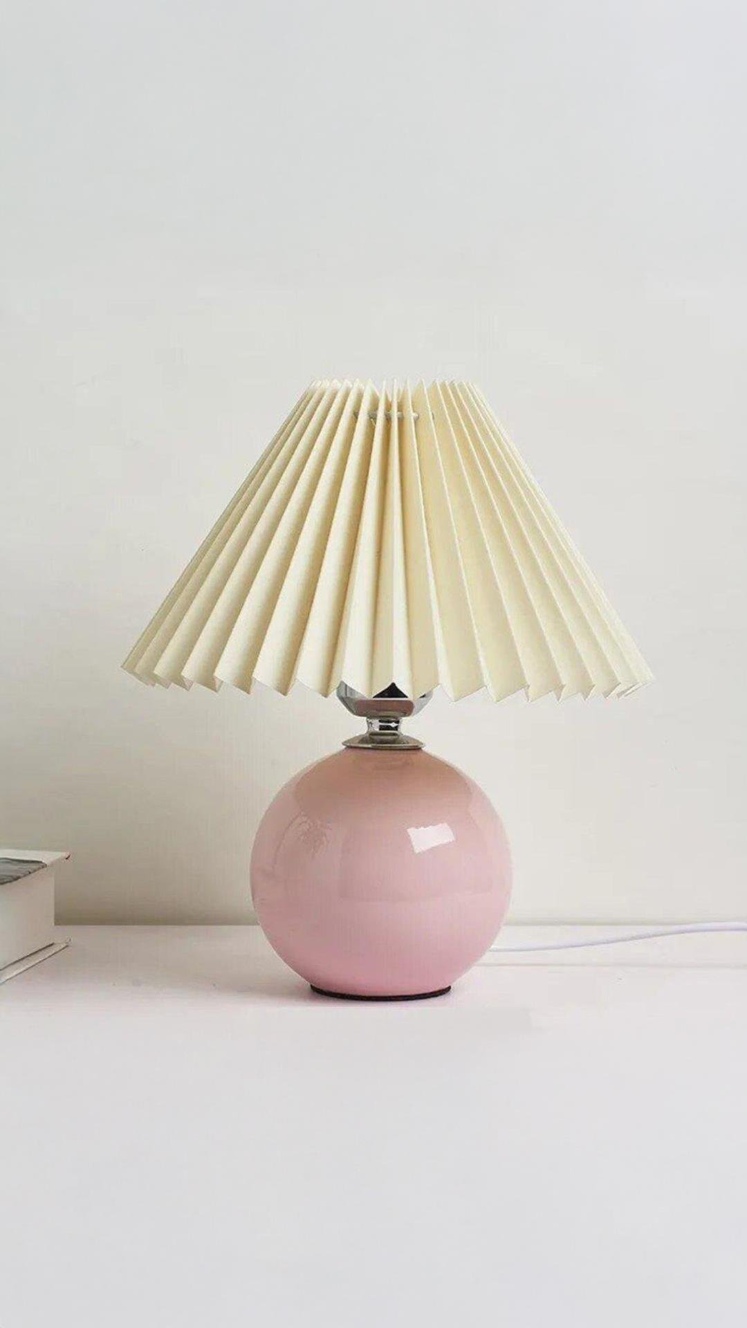 Umbrosia Modern Tasarım Abajur Krem Umbrella Şapka Pembe Gövde