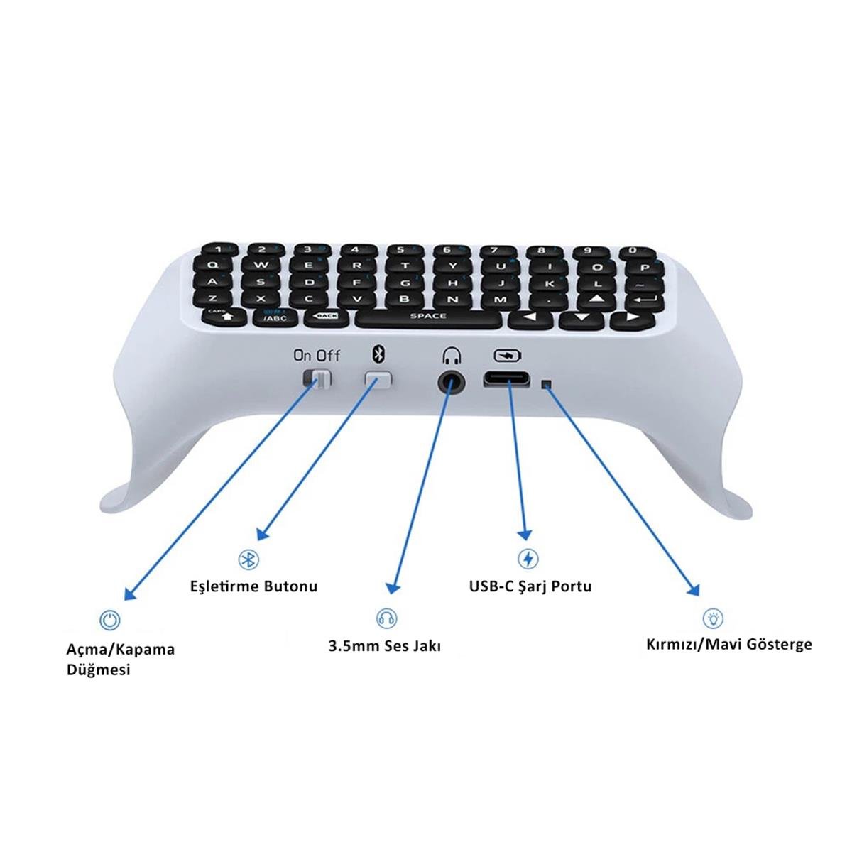 Dualsense ve Exotic T28 İle Uyumlu Bluetooth Mini Klavye