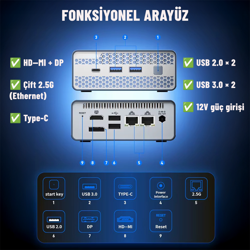Techstorm Nas X3 Intel N150 Cpu 16 GB DDR5 Ram 500 GB Nvme WIN11 Mini Pc