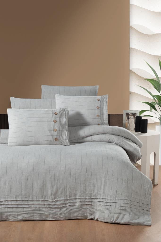 Linen Çift Kişilik Nevresim Takımı Gri