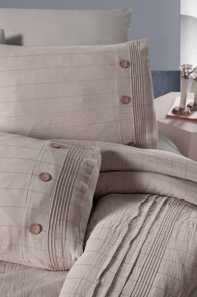 Linen Çift Kişilik Nevresim Takımı Pudra