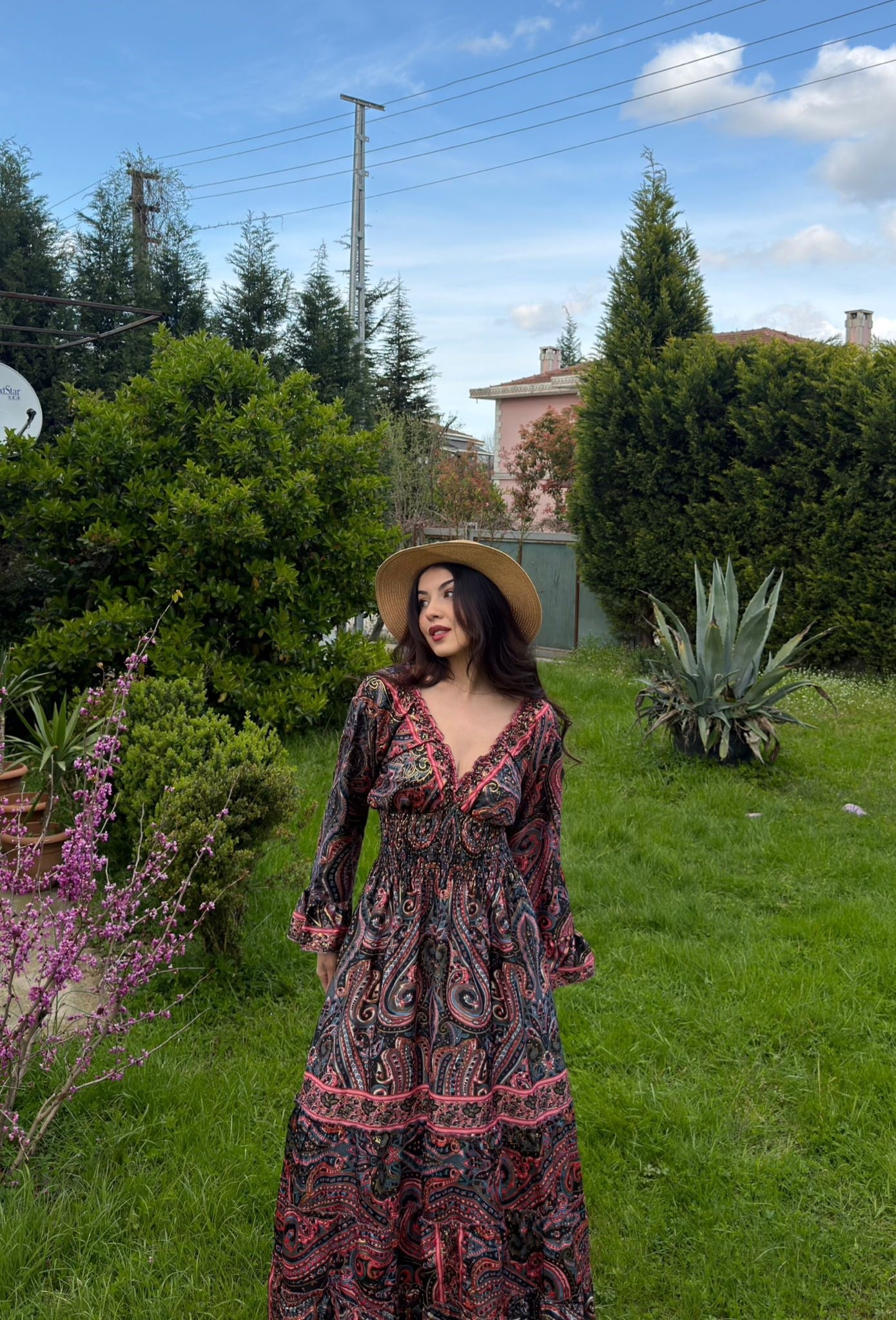 Althea Etnik Desen Bohem İpek Elbise IV