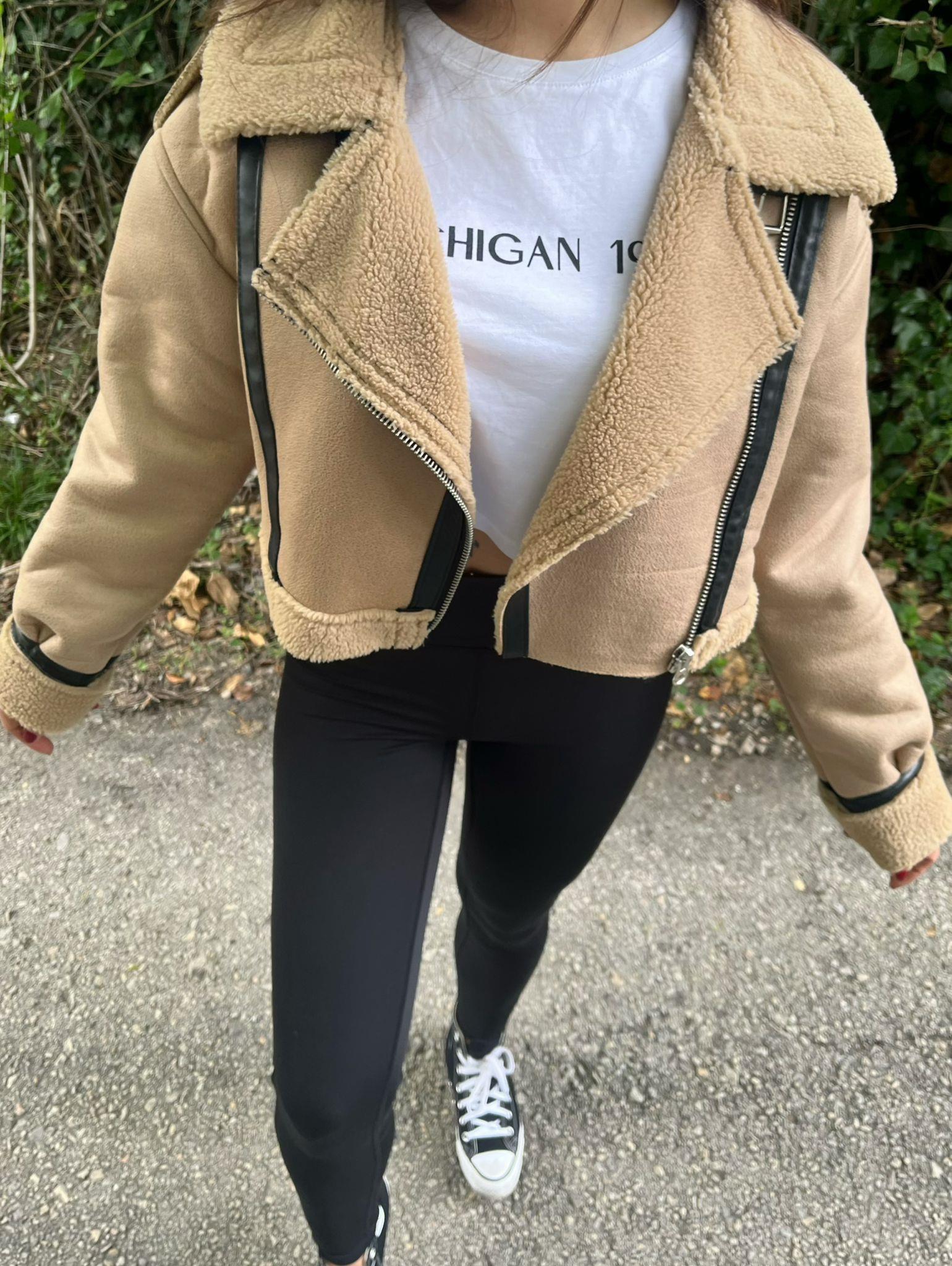 Bianca Kürklü Vizon Crop Ceket