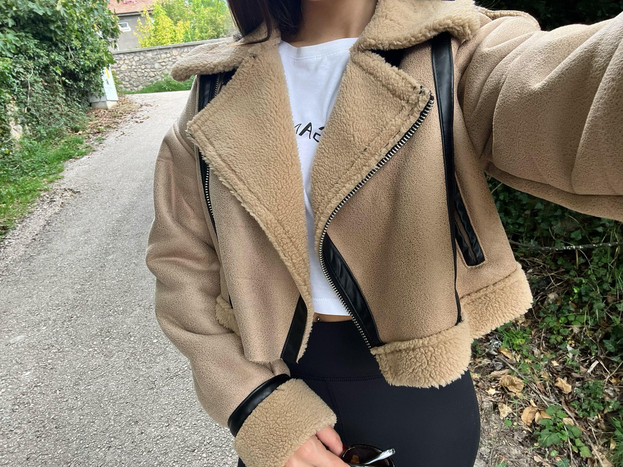 Bianca Kürklü Vizon Crop Ceket