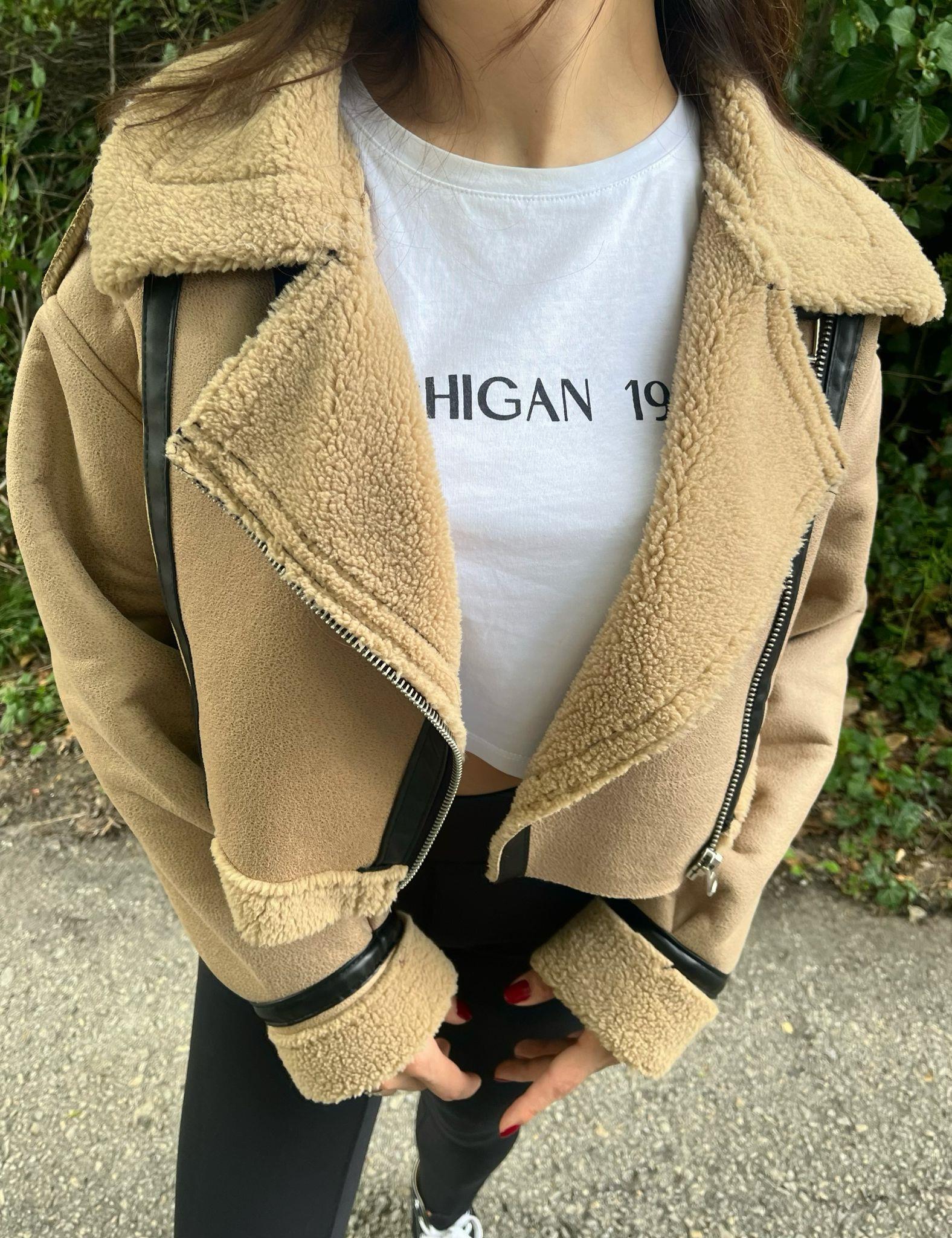 Bianca Kürklü Vizon Crop Ceket