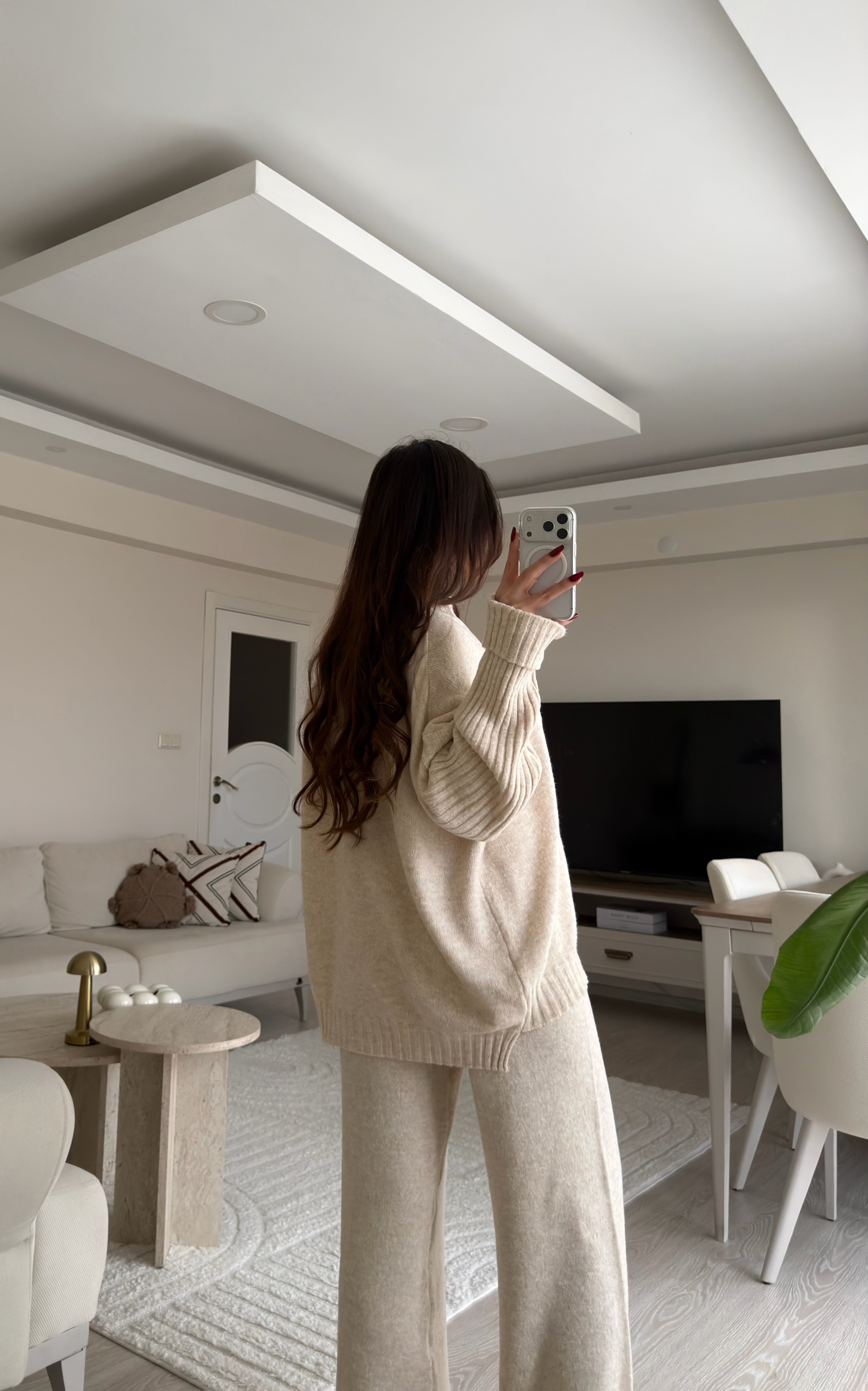 Bliss Balıkçı Yaka Triko Takım Krem