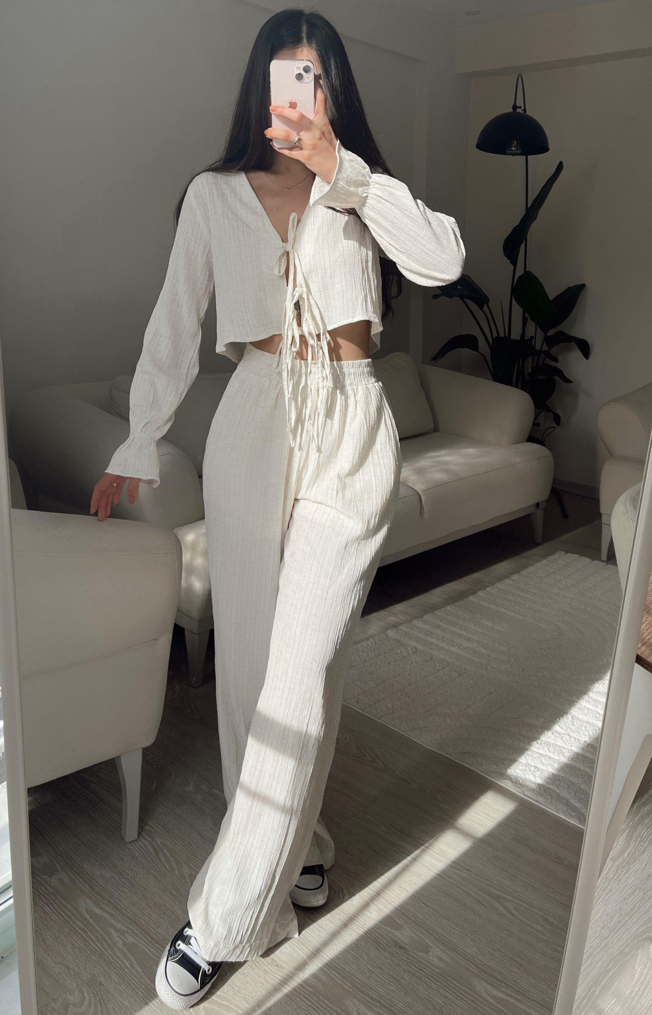 Boho Bağcıklı Gofre İkili Takım
