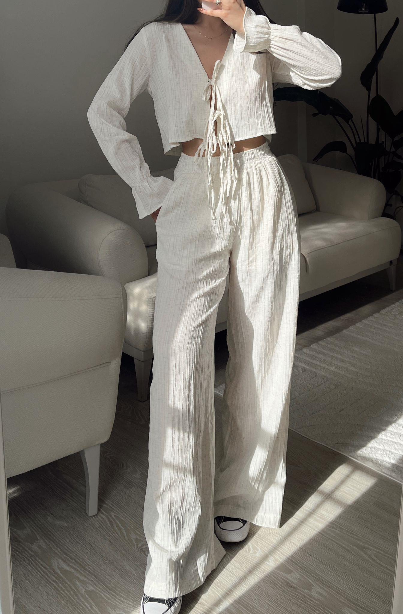 Boho Bağcıklı Gofre İkili Takım