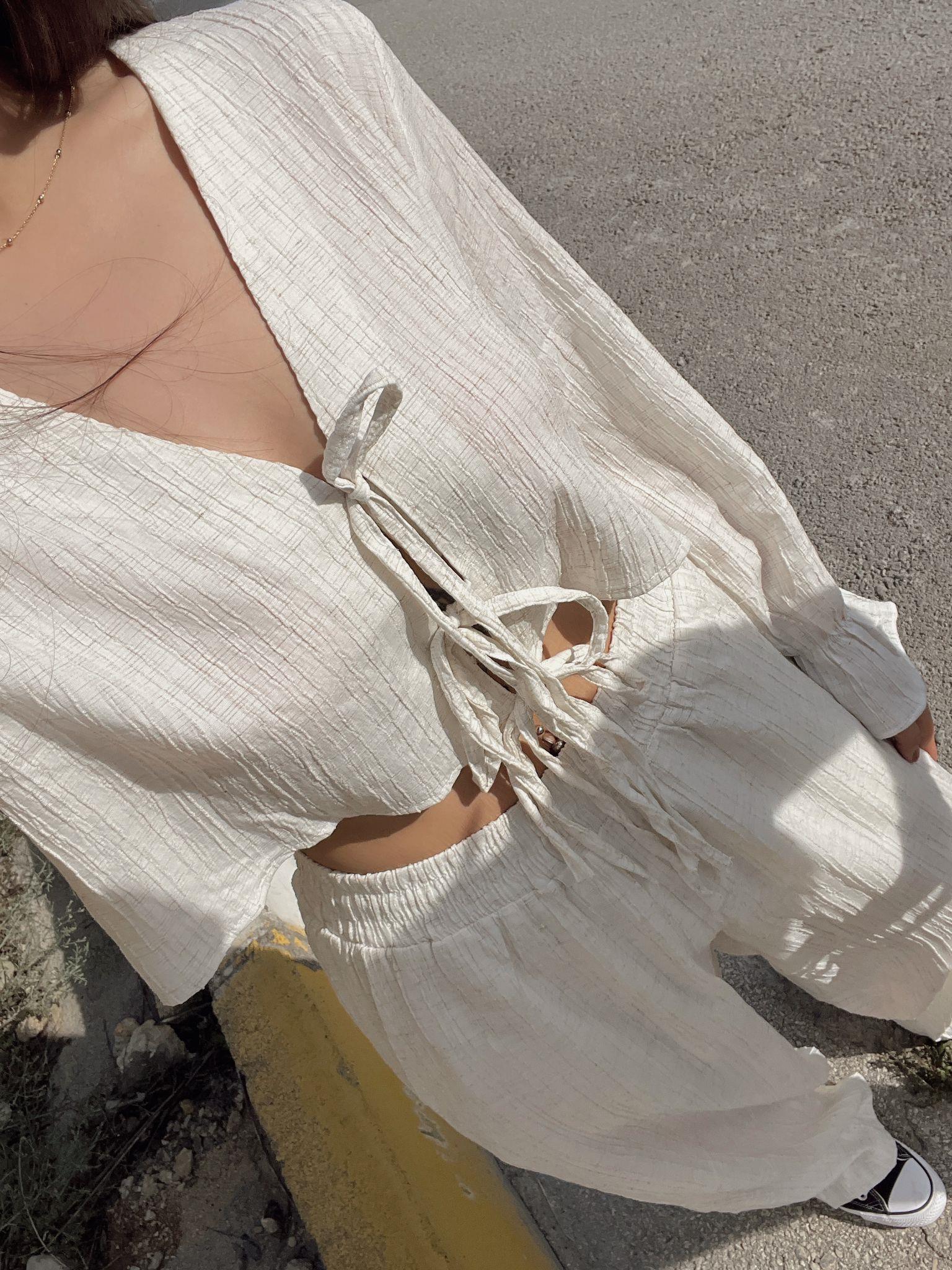 Boho Bağcıklı Gofre İkili Takım