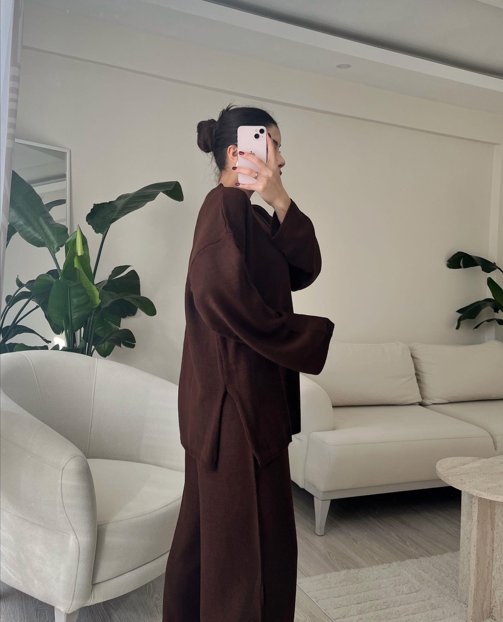 Brianna İkili Triko Takım Kahve