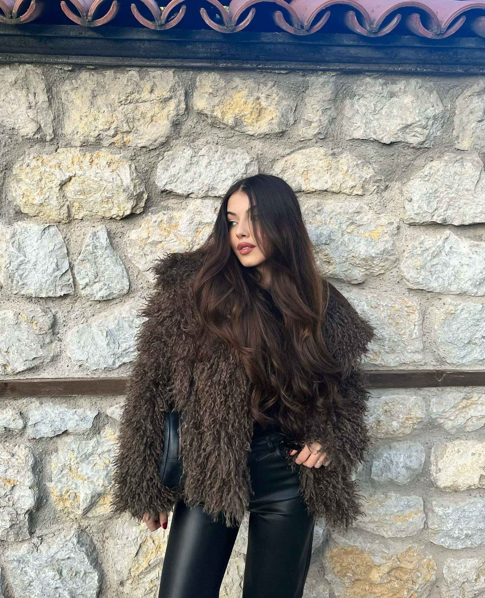 Curly ZR Model Astarlı Premium Kahverengi Kürk